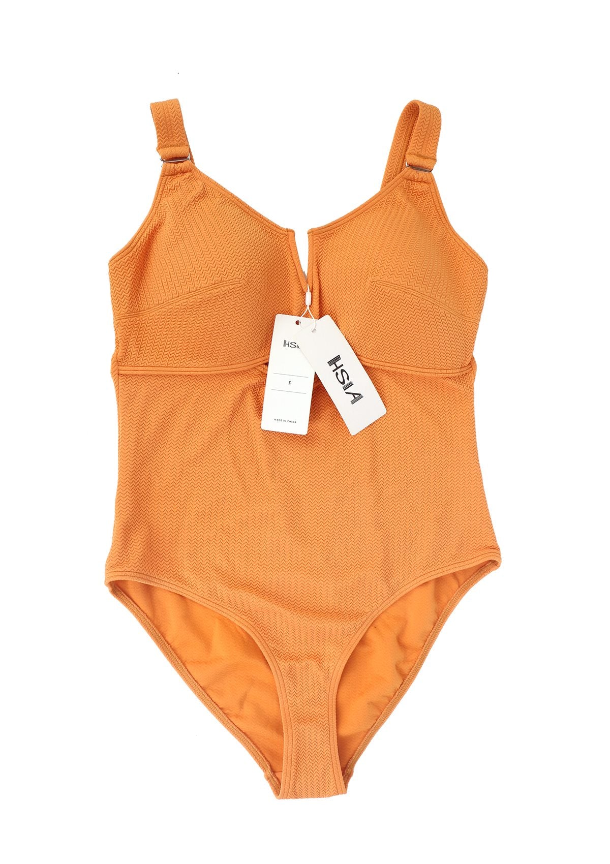 HSIA—V-wire Plunge Textured One-piece Cutout Swimsuit - HSIA