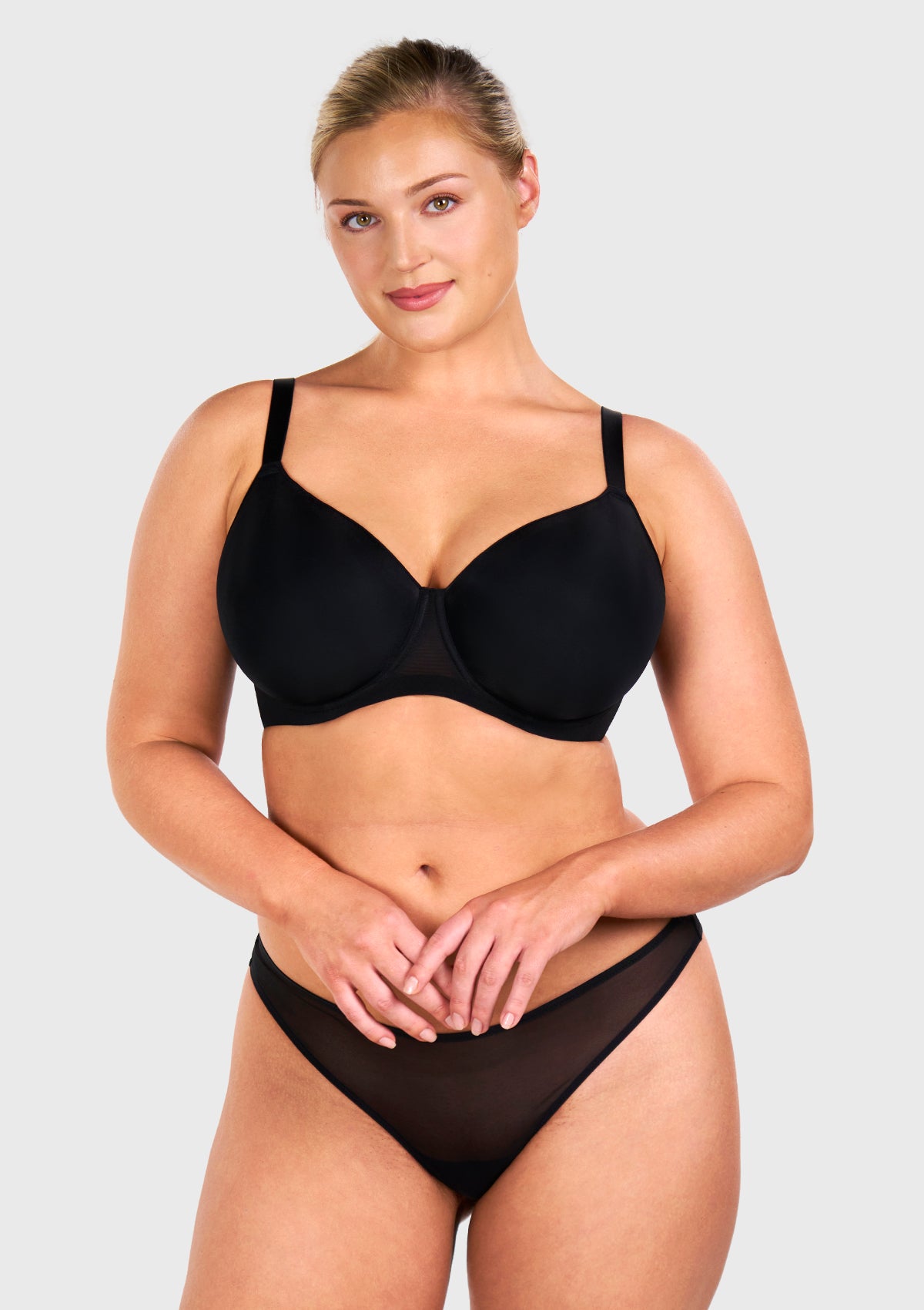 Sandwich Air Cup Smooth Mesh Lightly Padded Full Coverage Underwire T-Shirt Bra - HSIA