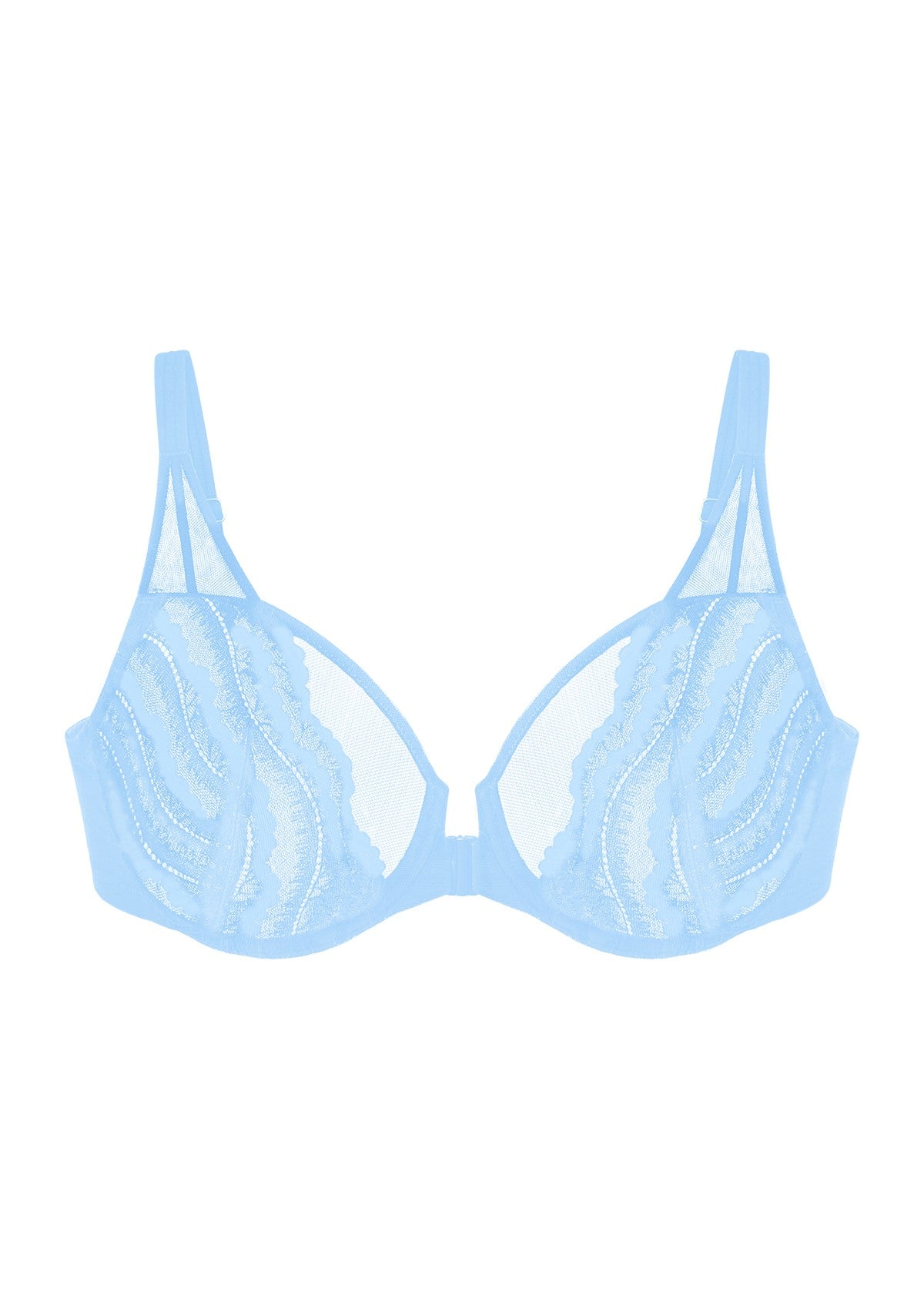 Aqua Passion Front-Close Unlined Lace Bra - HSIA