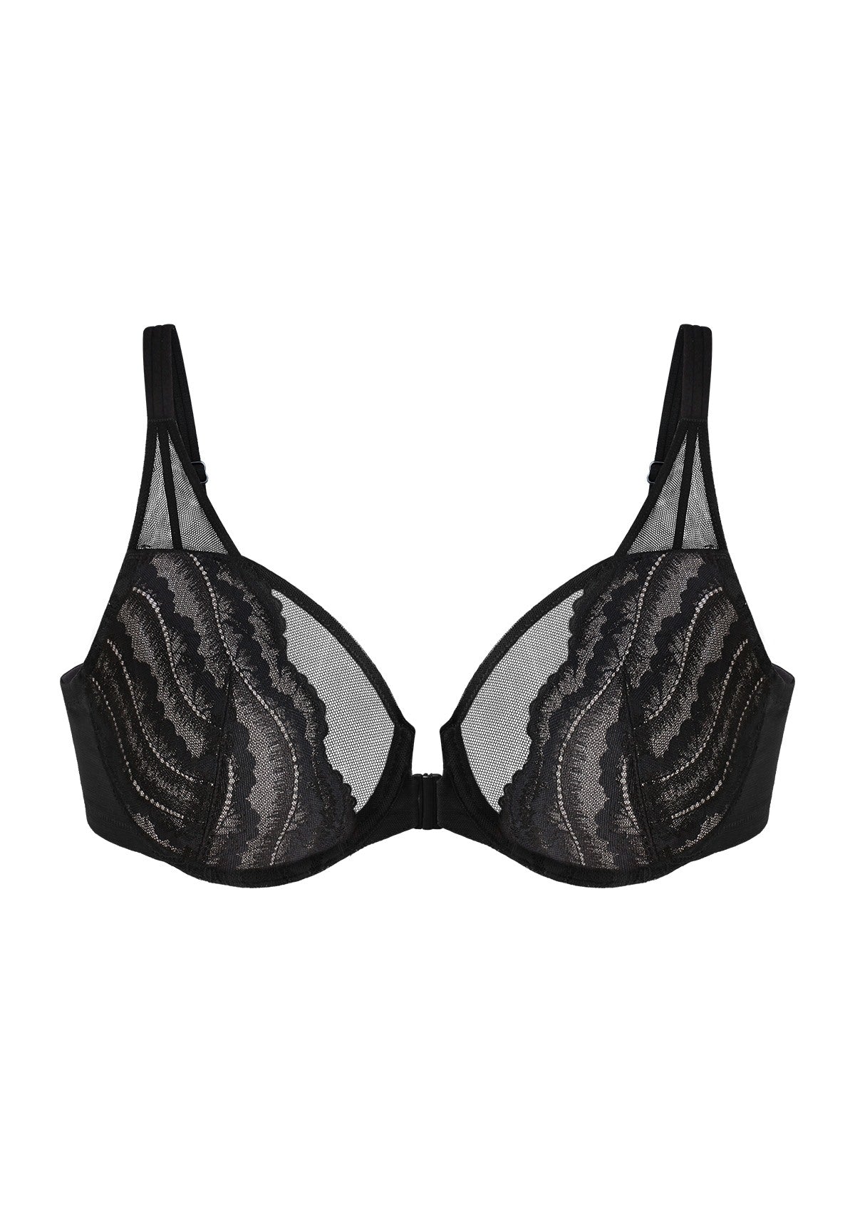 Aqua Passion Front-Close Unlined Lace Bra - HSIA