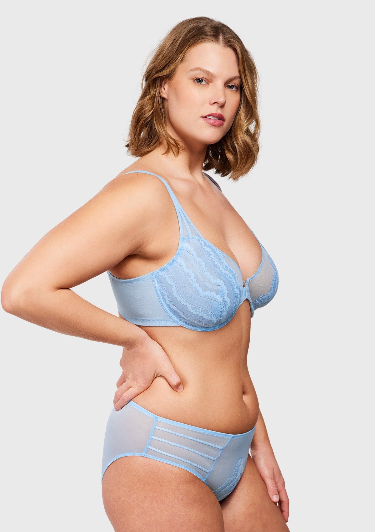 Aqua Passion Front-Close Unlined Lace Bra - HSIA