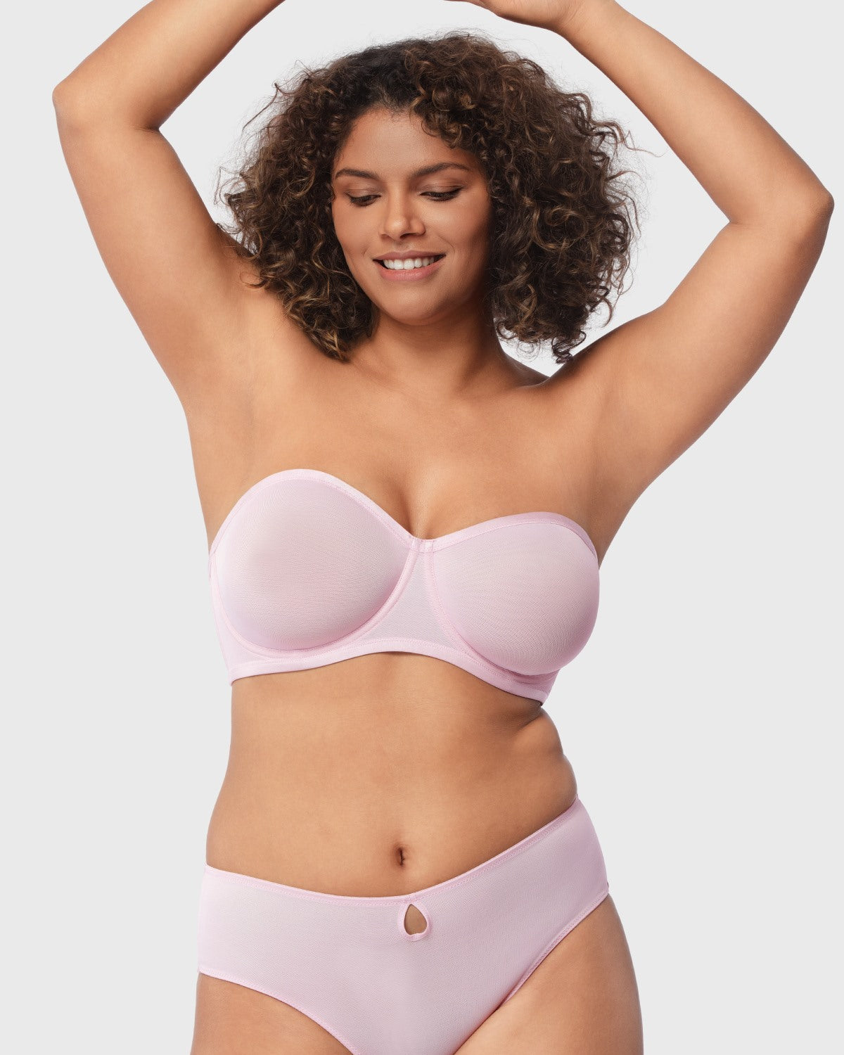 Bella Sheer Mesh Unlined Underwire Strapless Balconette Bra - HSIA