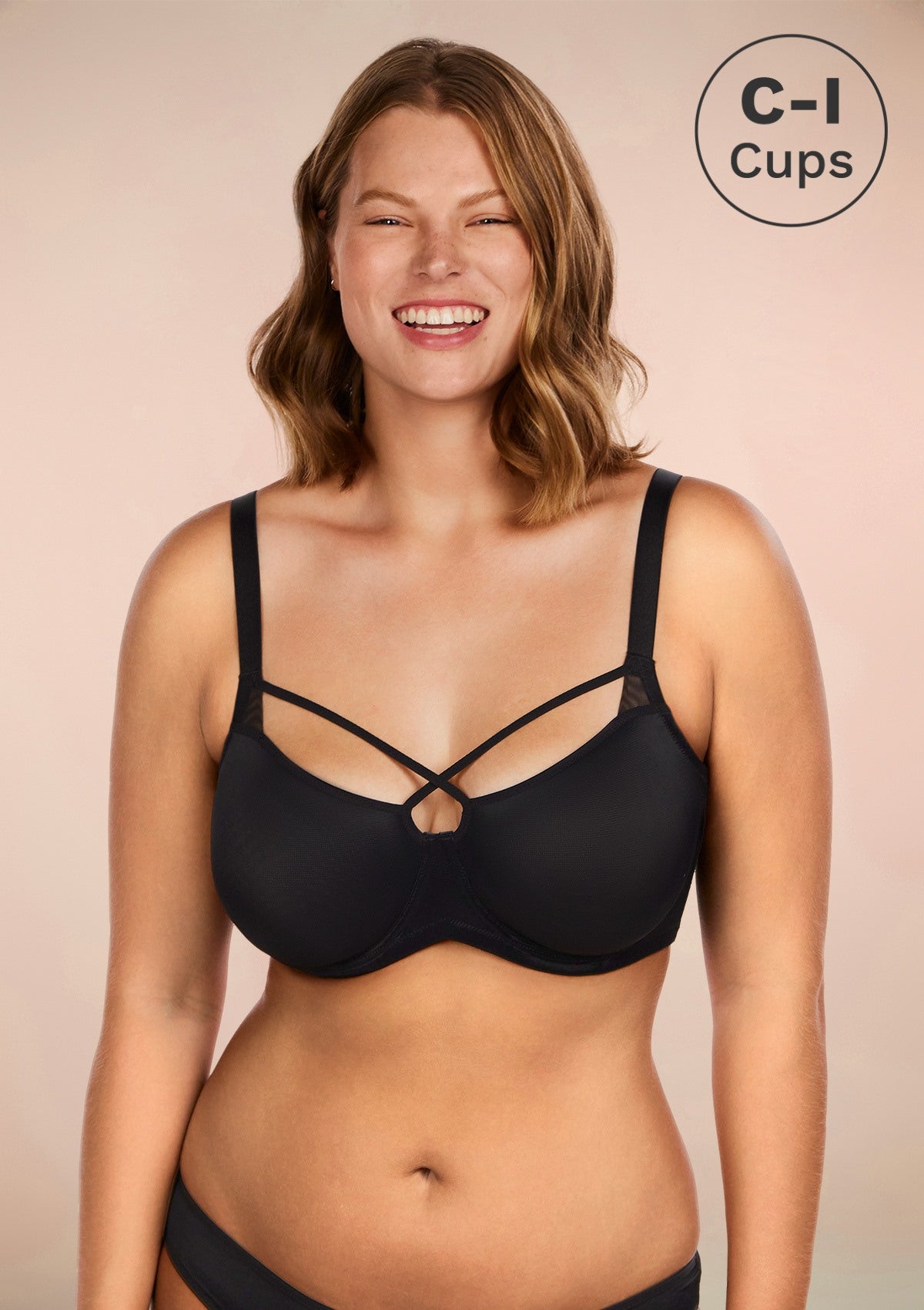 Billie Cross Front Strap Smooth Sheer Mesh Underwire Bra - HSIA