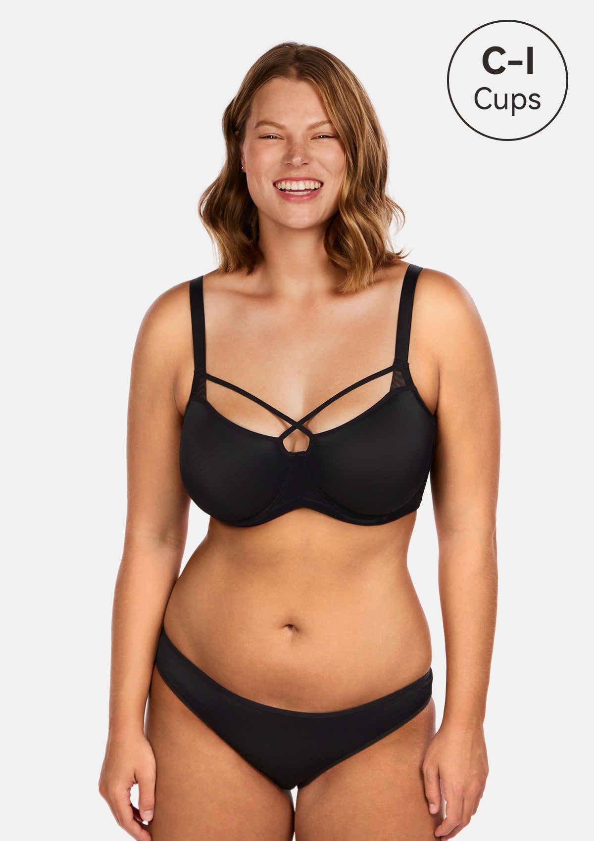 Billie Cross Front Strap Smooth Sheer Mesh Underwire Bra - HSIA