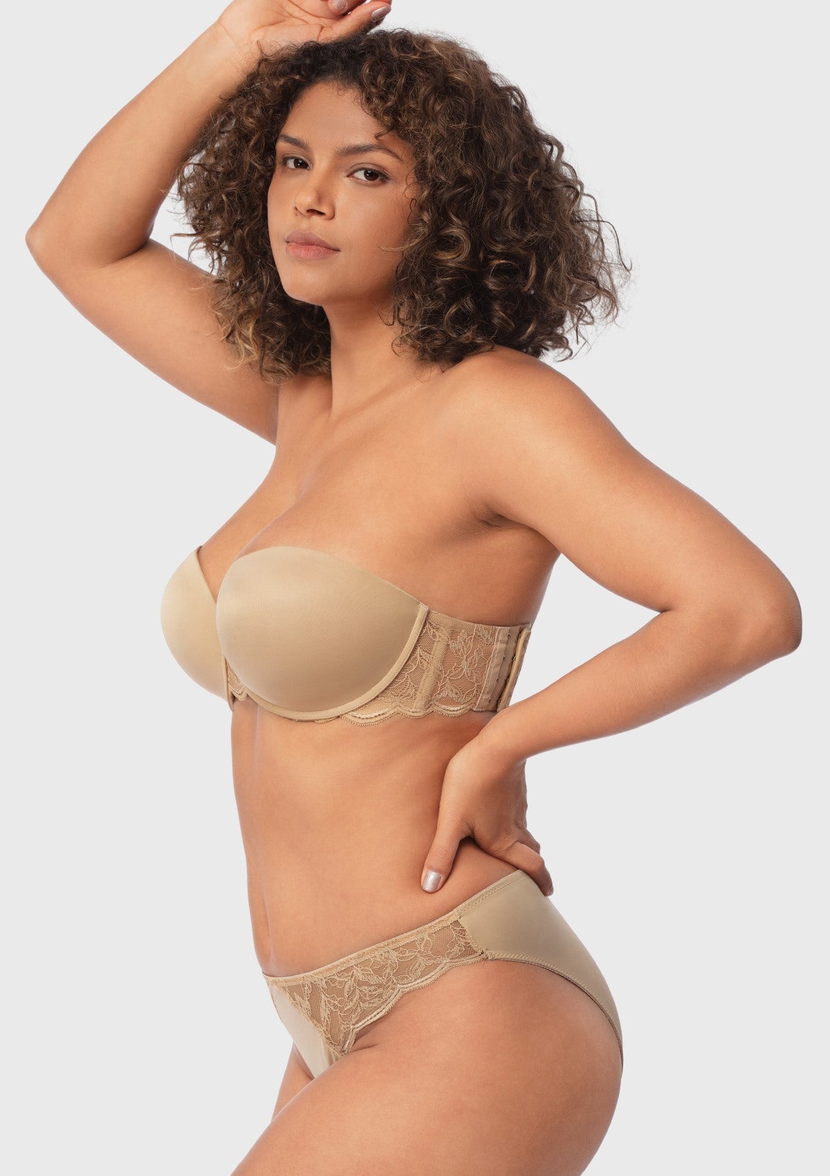 Blossom Mist Lace Trim Clear Back Strap Convertible Strapless Bra - HSIA