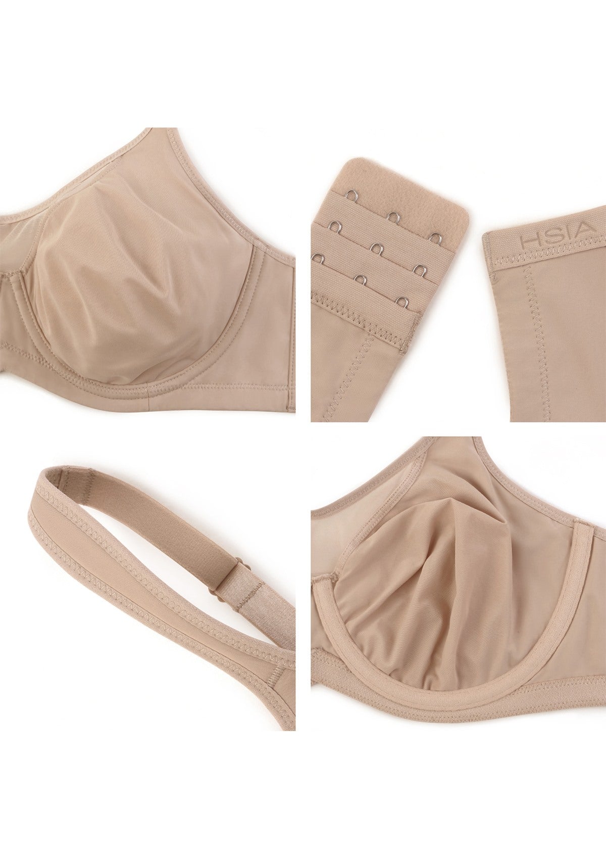 (Cardi B recommends)CoolComfort Natural Nude Smoothing Unlined Underwire Minimizer Bra - HSIA