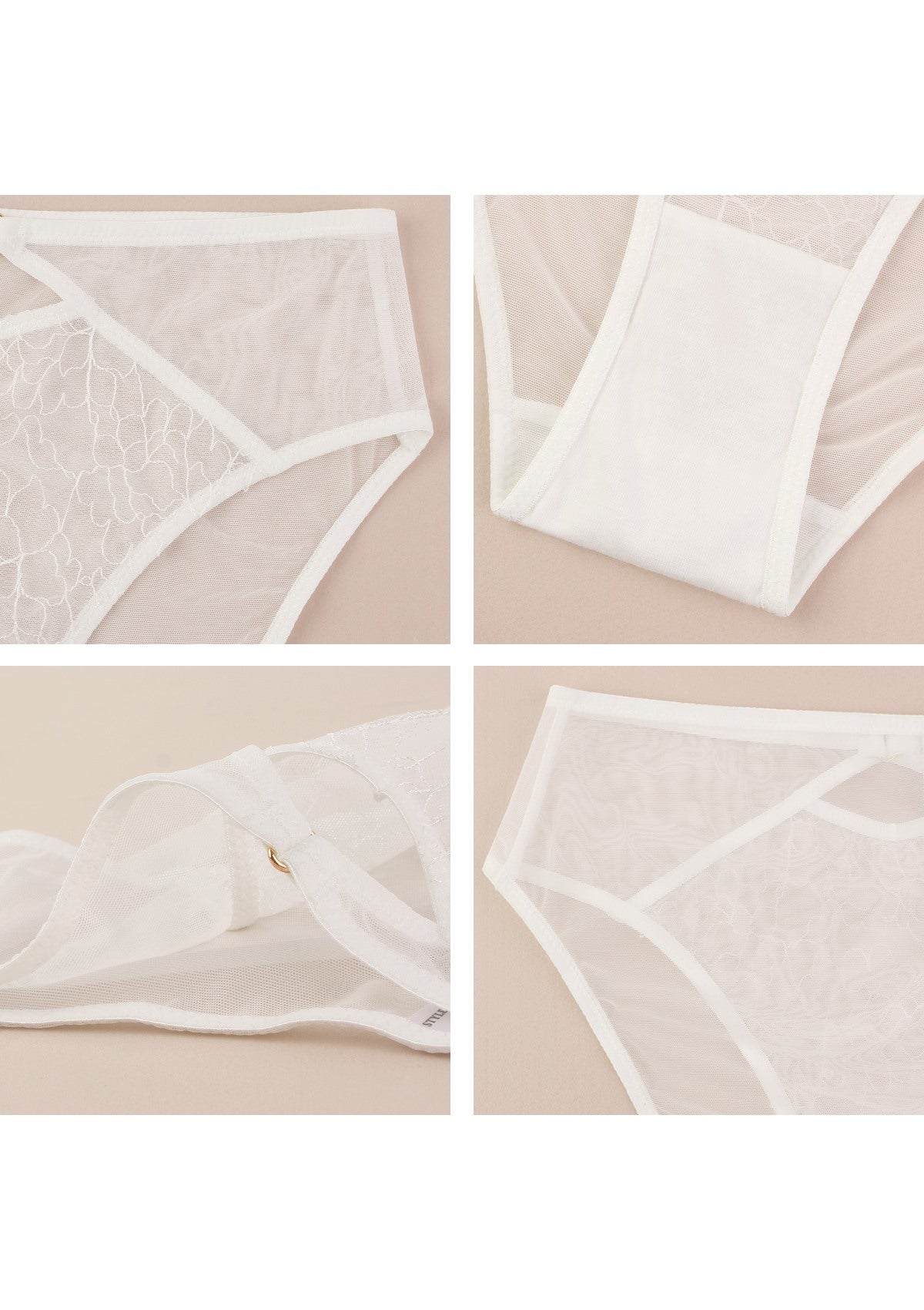Ethereal Lines Embroidery Mesh Bikini Underwear - HSIA