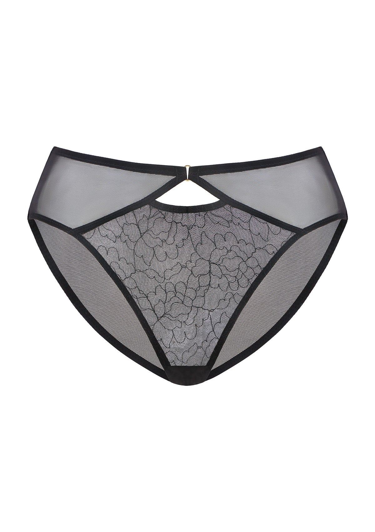 Ethereal Lines Embroidery Mesh Bikini Underwear - HSIA