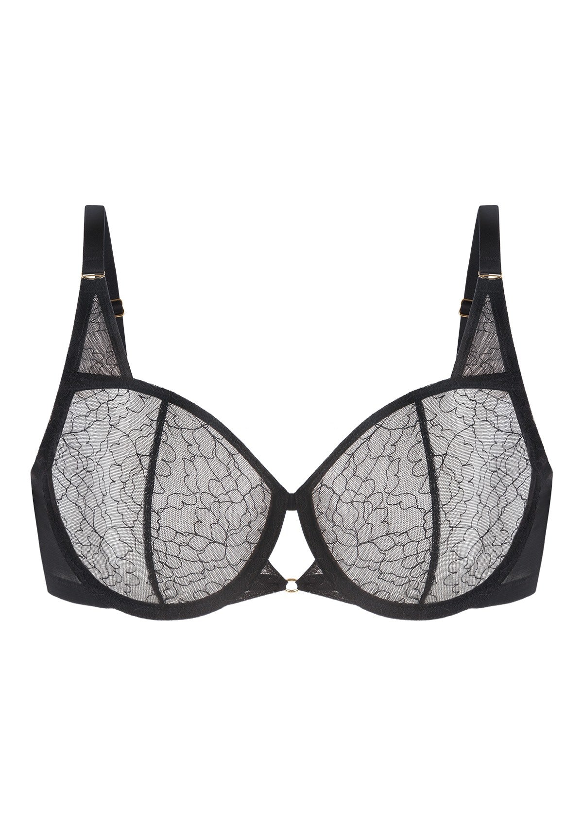 Ethereal Lines Embroidery Unlined Underwire Bra - HSIA