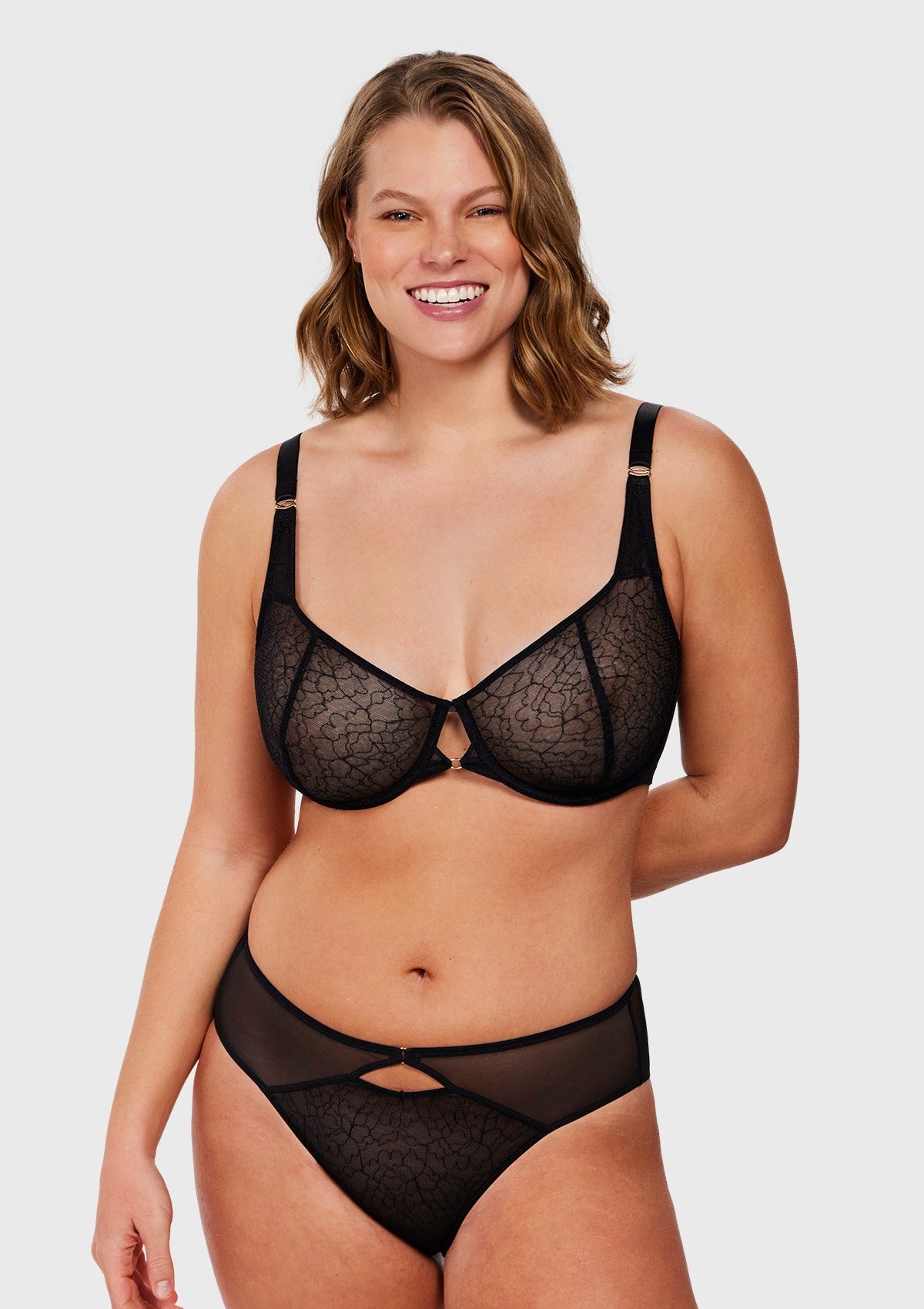 Ethereal Lines Embroidery Unlined Underwire Bra - HSIA