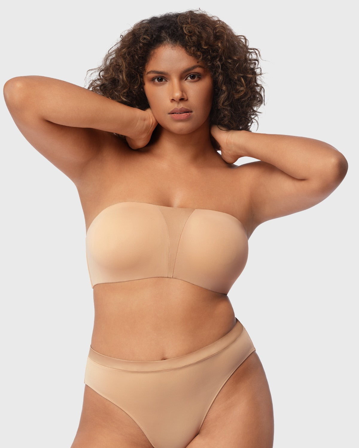 Fiery Unlined Seamless Comfort Underwire Plus Size Bandeau Strapless Bra - HSIA