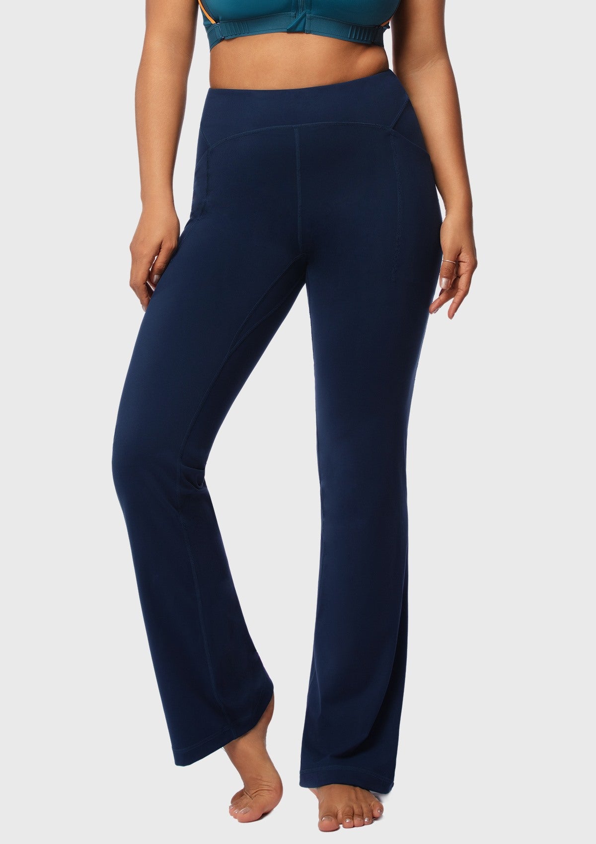 LEAPX High-Waisted Stretch Bootcut Yoga Pants Workout Leggings With Pockets - HSIA