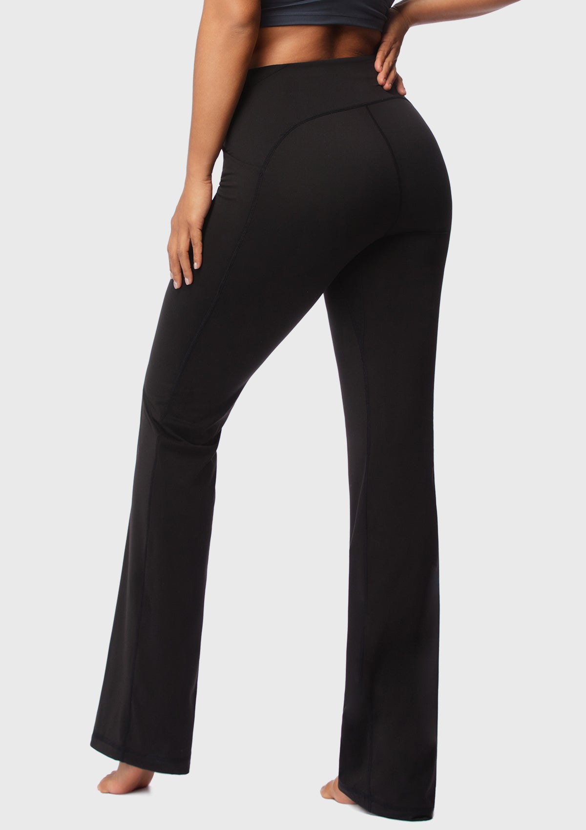 LEAPX High-Waisted Stretch Bootcut Yoga Pants Workout Leggings With Pockets - HSIA