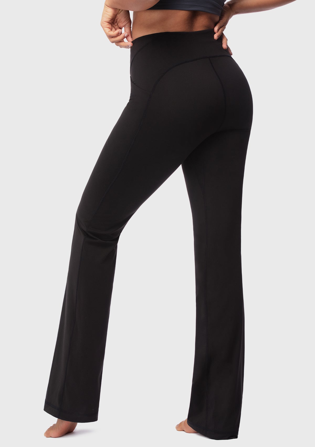 LEAPX High-Waisted Stretch Bootcut Yoga Pants Workout Leggings With Pockets - HSIA