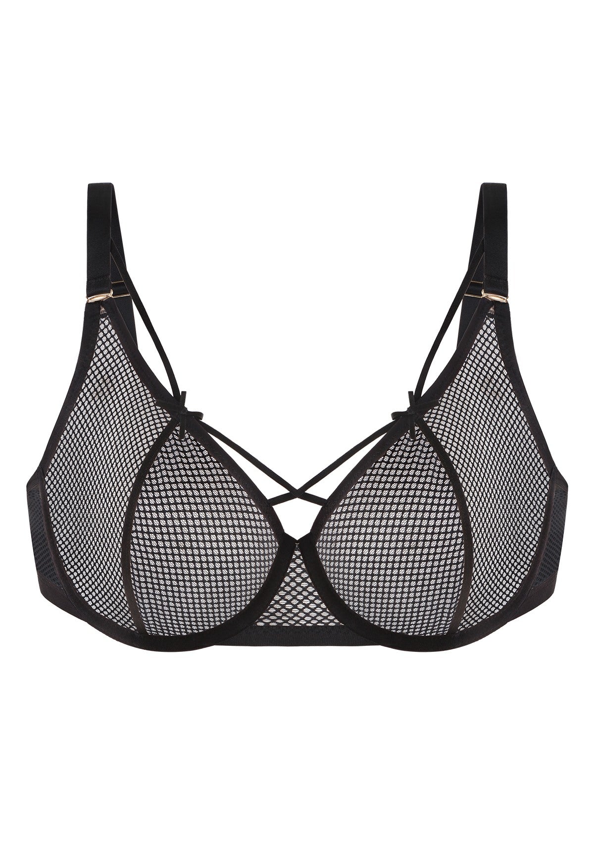 Punk Chic Strappy Unlined Balconette Bra - HSIA