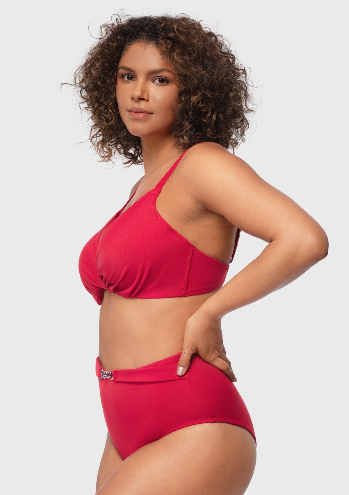Ruched Crisscross Front Underwire Swim Bikini Set - HSIA
