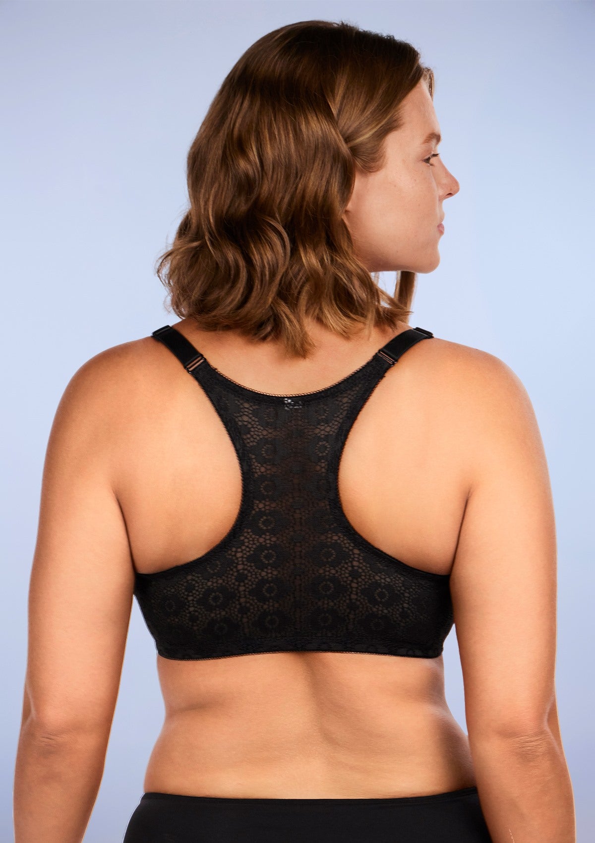 Serena Front-Close Lace-Back Black Underwire Bra - HSIA