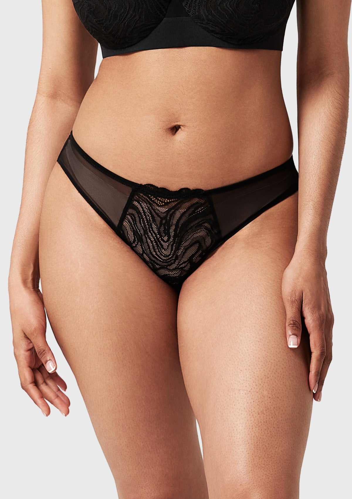Serenata Floral High-Rise Sheer Mesh Lace Bikini Undewear - HSIA