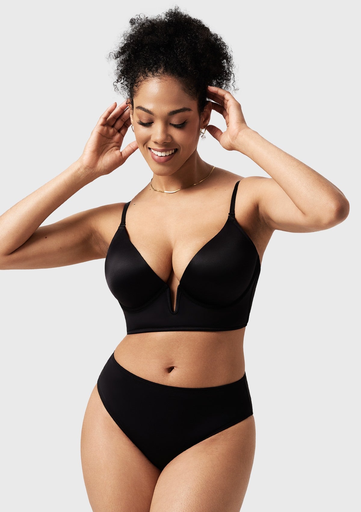 Songful Seamless Deep V Plunge Multiway Convertible Backless Push Up T-shirt Bra - HSIA