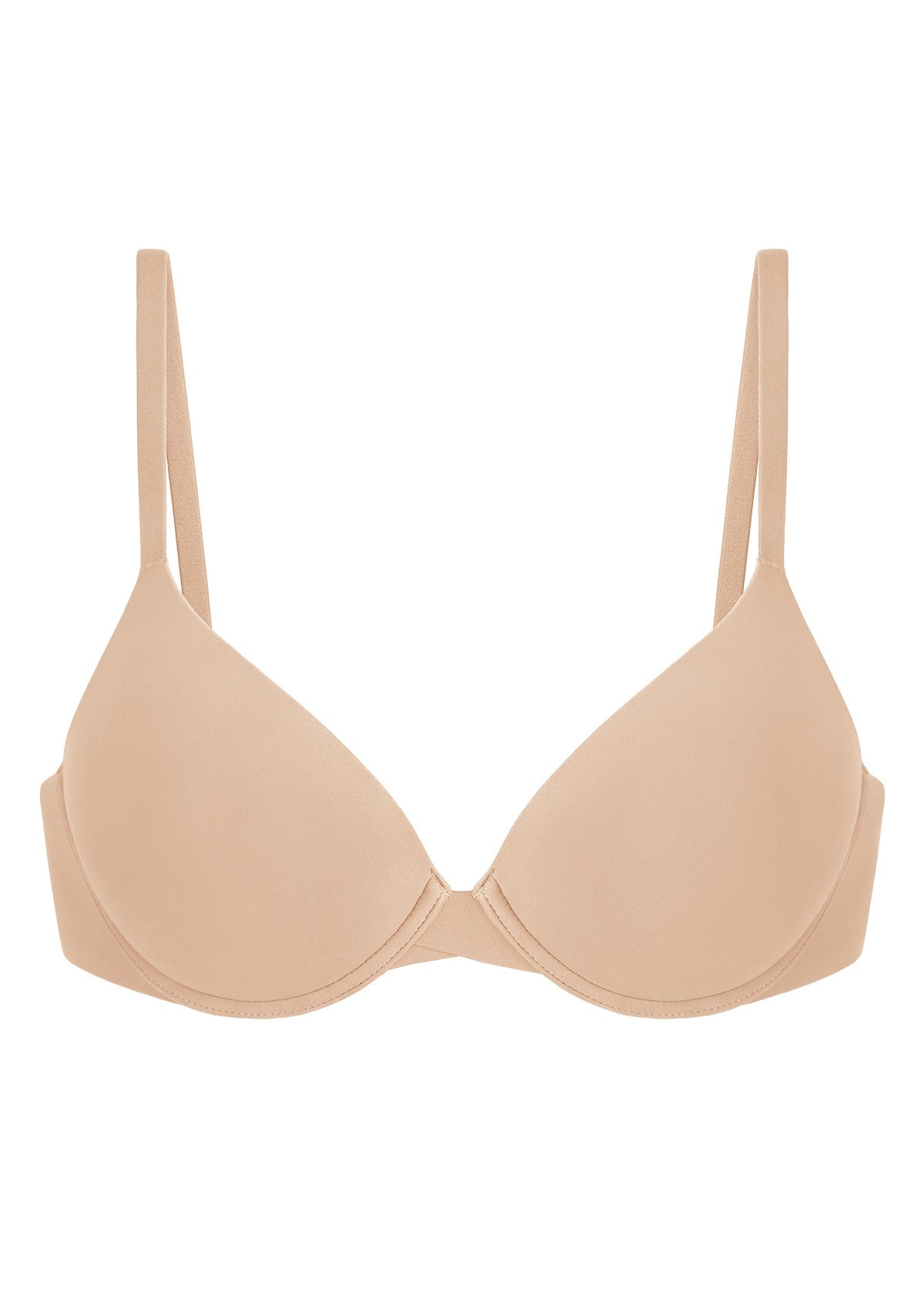 Songful Seamless Support Plunge Push-Up Lightly Padded T-Shirt Full Coverage Underwire Bra - HSIA