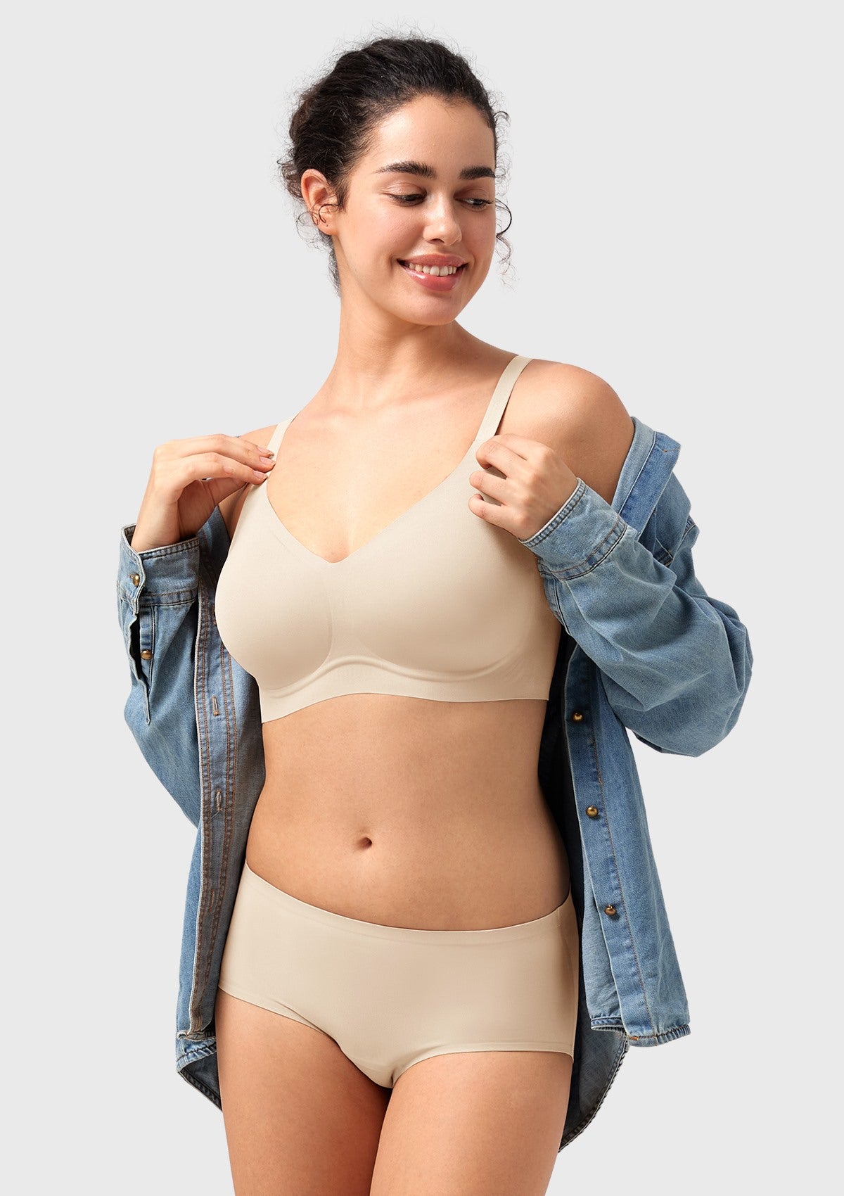 Songful CloudSoft Wireless Comfort V-Neck Seamless Full Coverage Supportive T-shirt Bra - HSIA