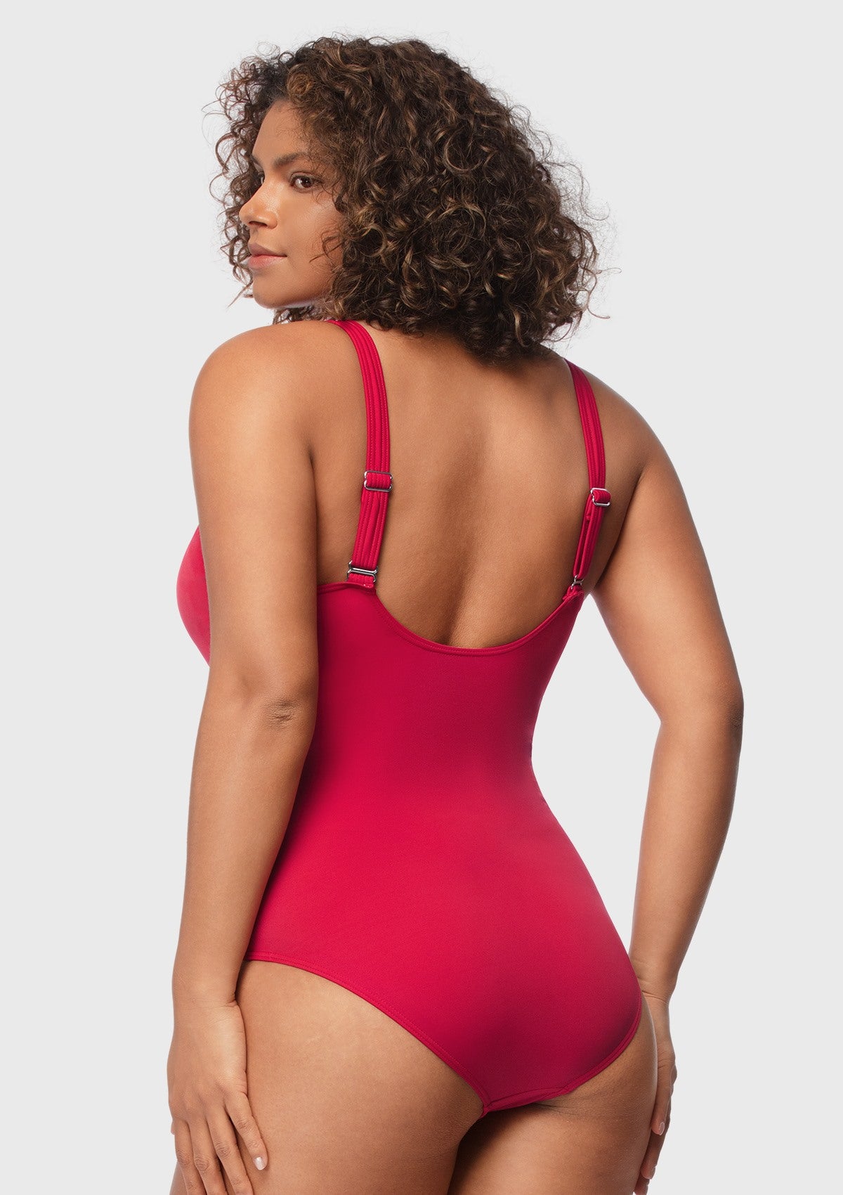V-Neck Shirred One-Piece Swimwear - HSIA