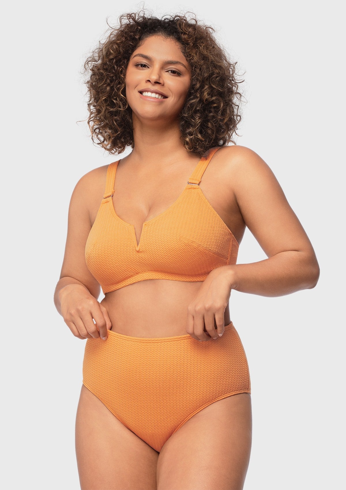 V-wire Plunge Textured Two-piece Bikini Set - HSIA
