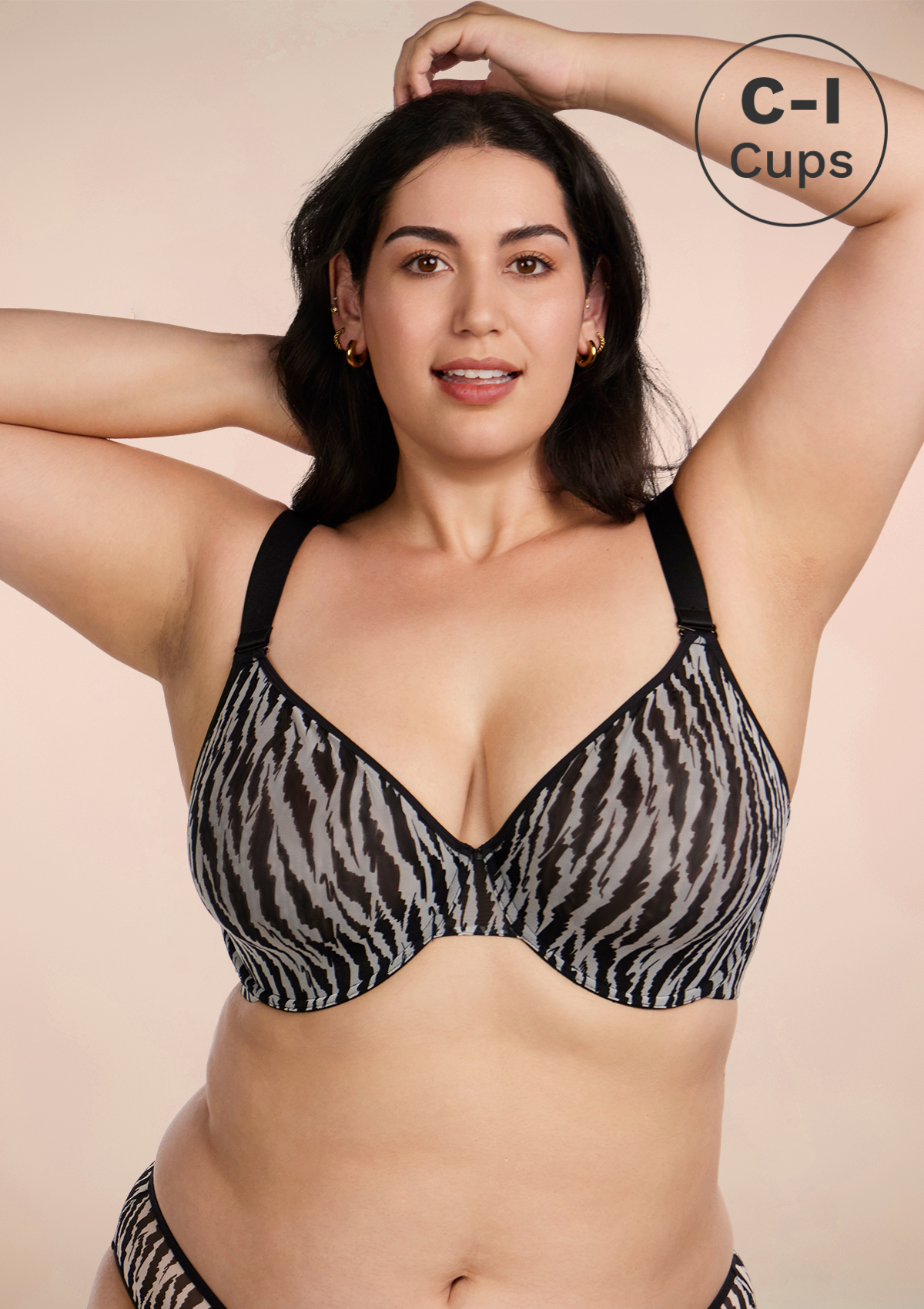 Zebra Wild Black Unlined Underwire Mesh Bra Set - HSIA