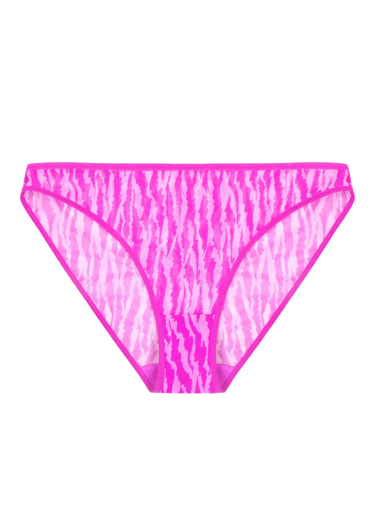 Zebra Wild Breathable Barbie Pink Mesh Bikini Underwear - HSIA