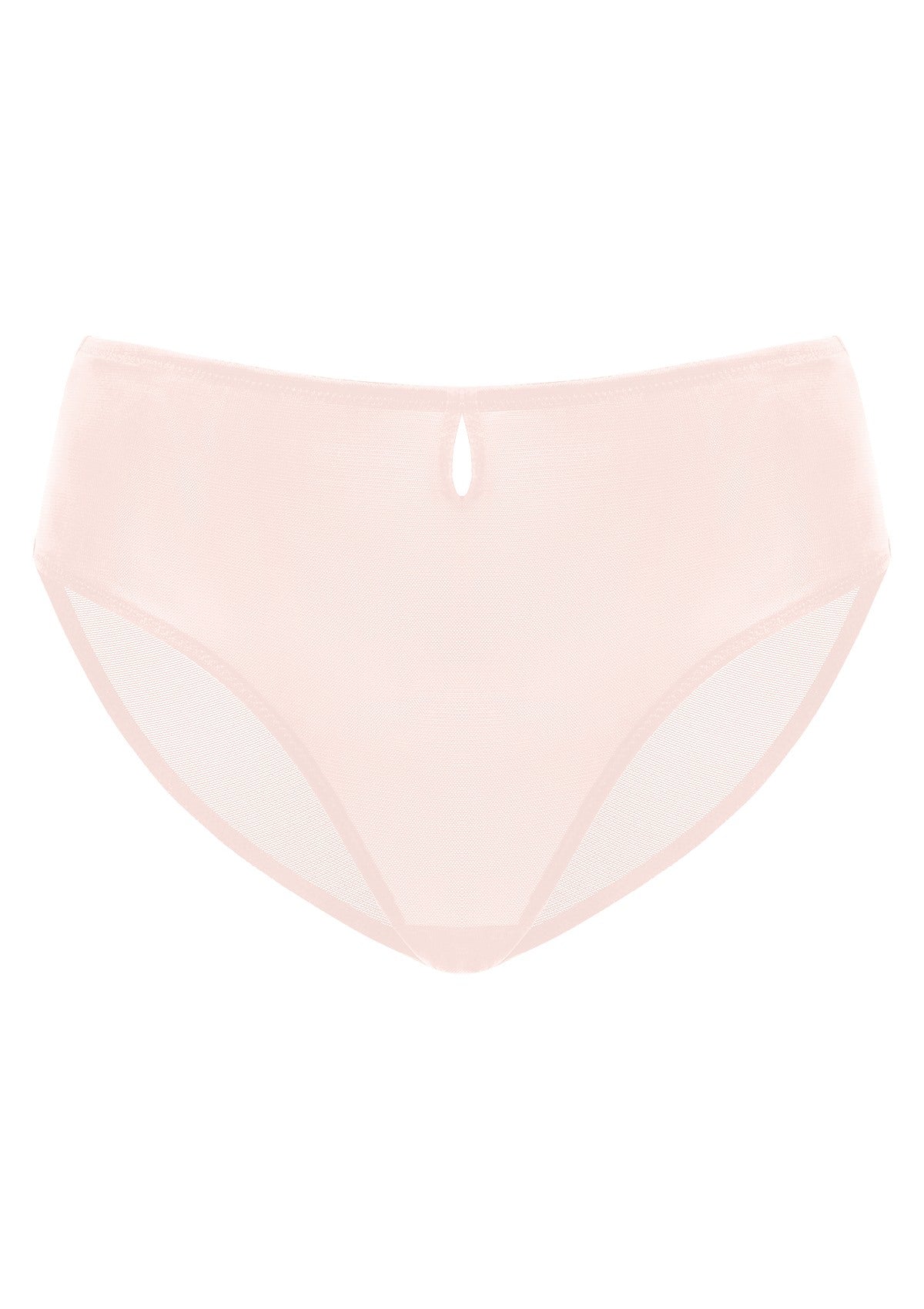 Detailed 3D product shot of Blush Bella sheer mesh bikini underwear with a breathable pure cotton crotch.