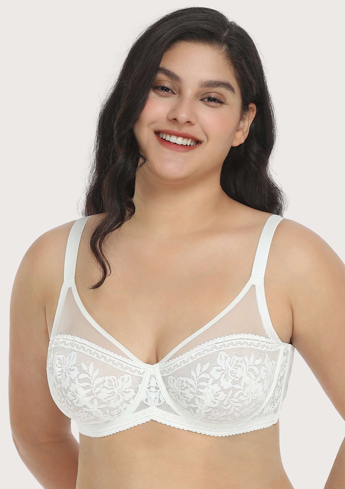 Gladioli White Lace Unlined Underwire Bra Set - HSIA