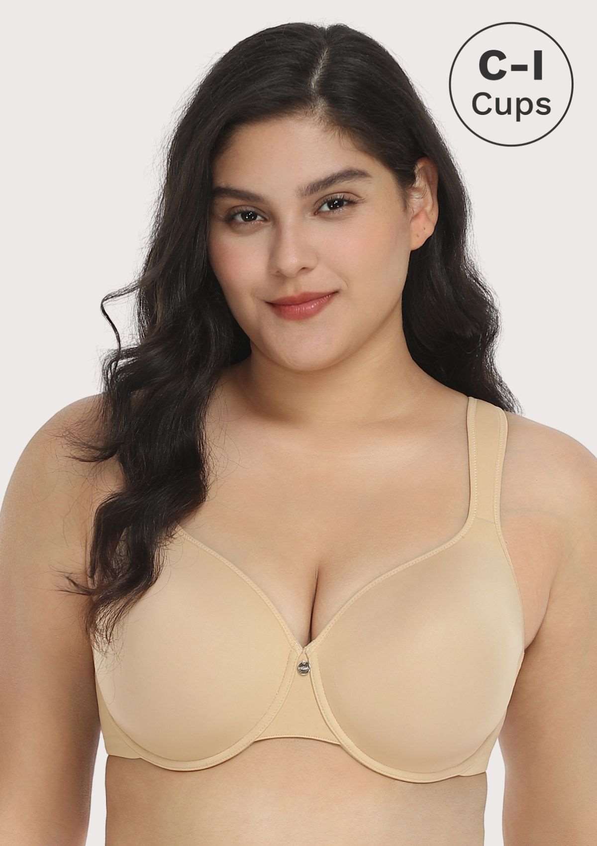 Patricia T-shirt Beige Lightly Padded Underwire Minimizer Bra - HSIA
