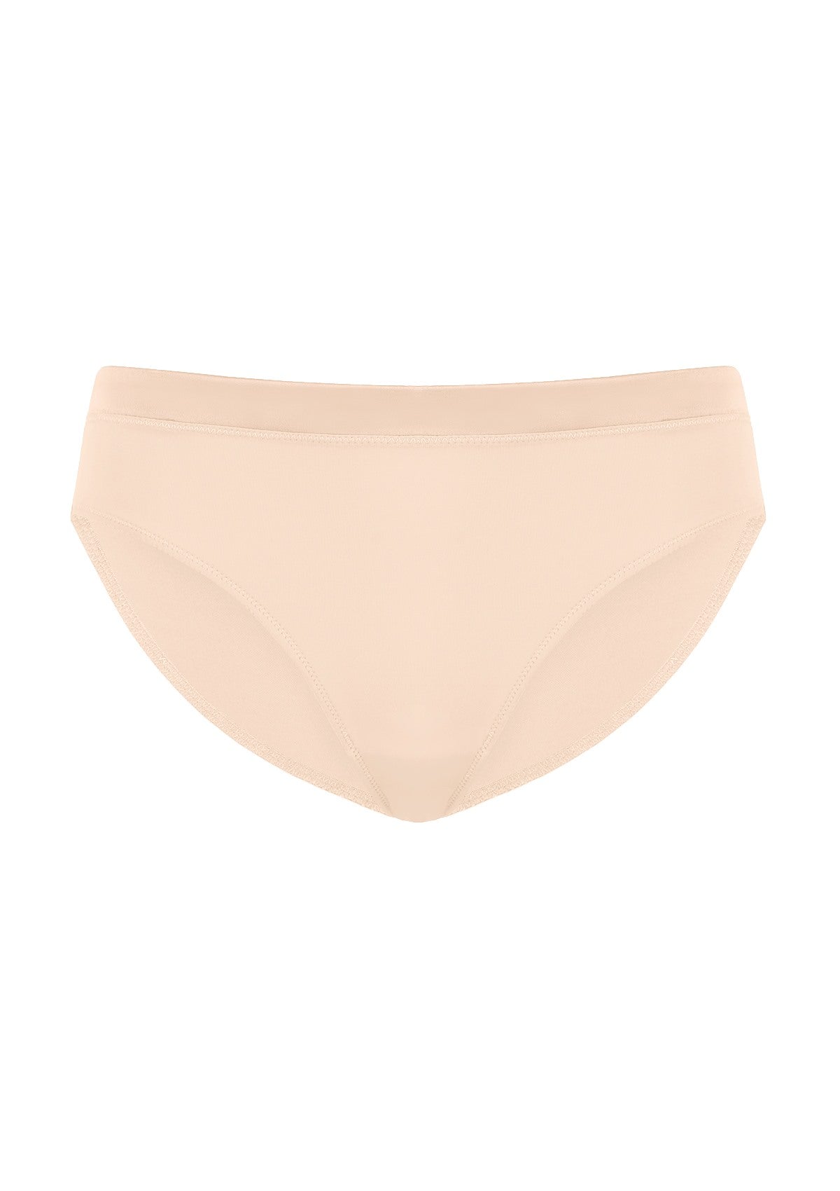 3D display of Almond Beige Fiery high-rise cotton bikini underwear, showing mesh side design and cotton gusset.