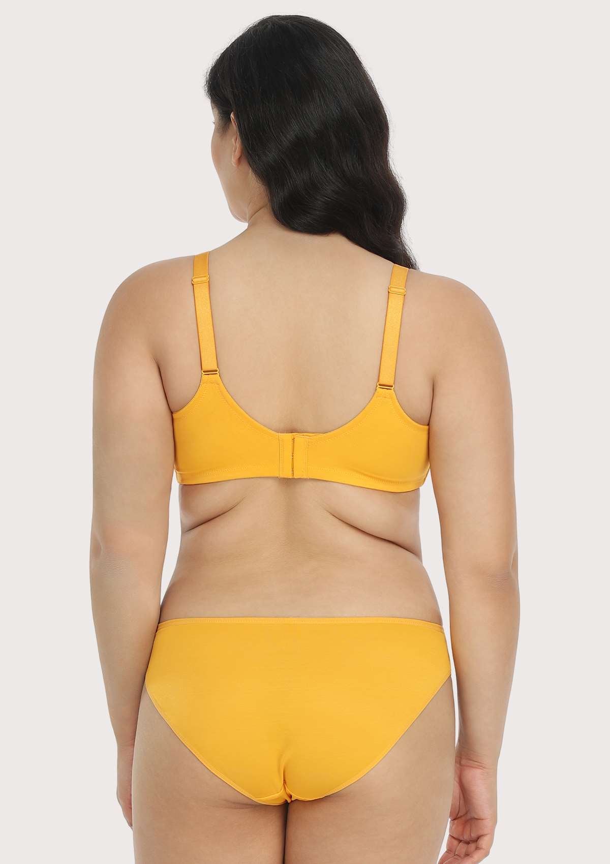 Billie Cross Front Strap Yellow Smooth Sheer Mesh Underwire Bra Set - HSIA