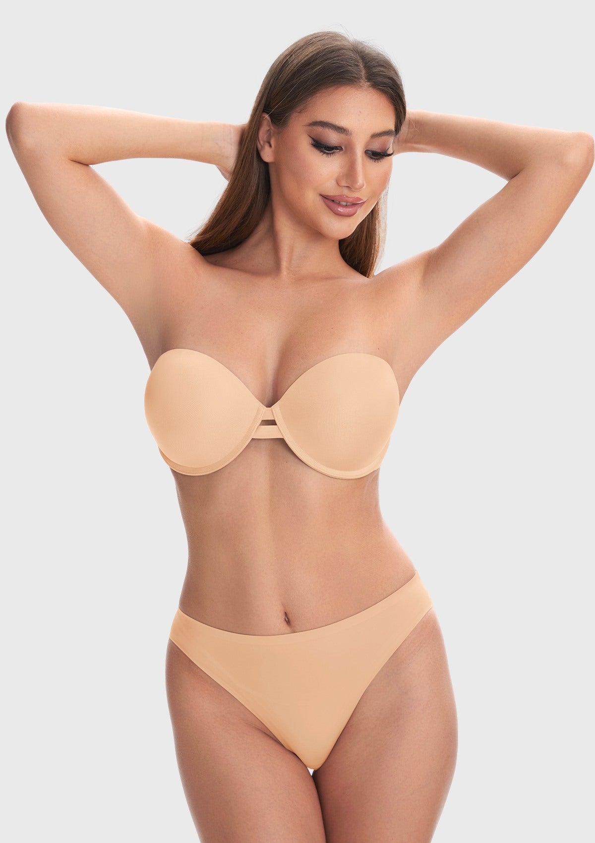 Juliette Bandless Seamless Push Up Strapless Underwire Bra - HSIA