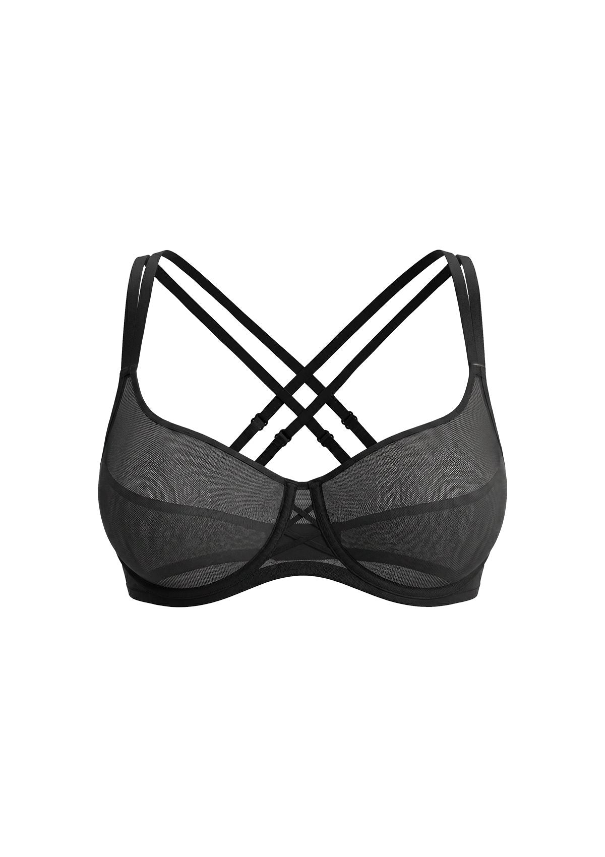 Lyra Sheer Mesh Multi-Way Unlined Balconette Bra - HSIA