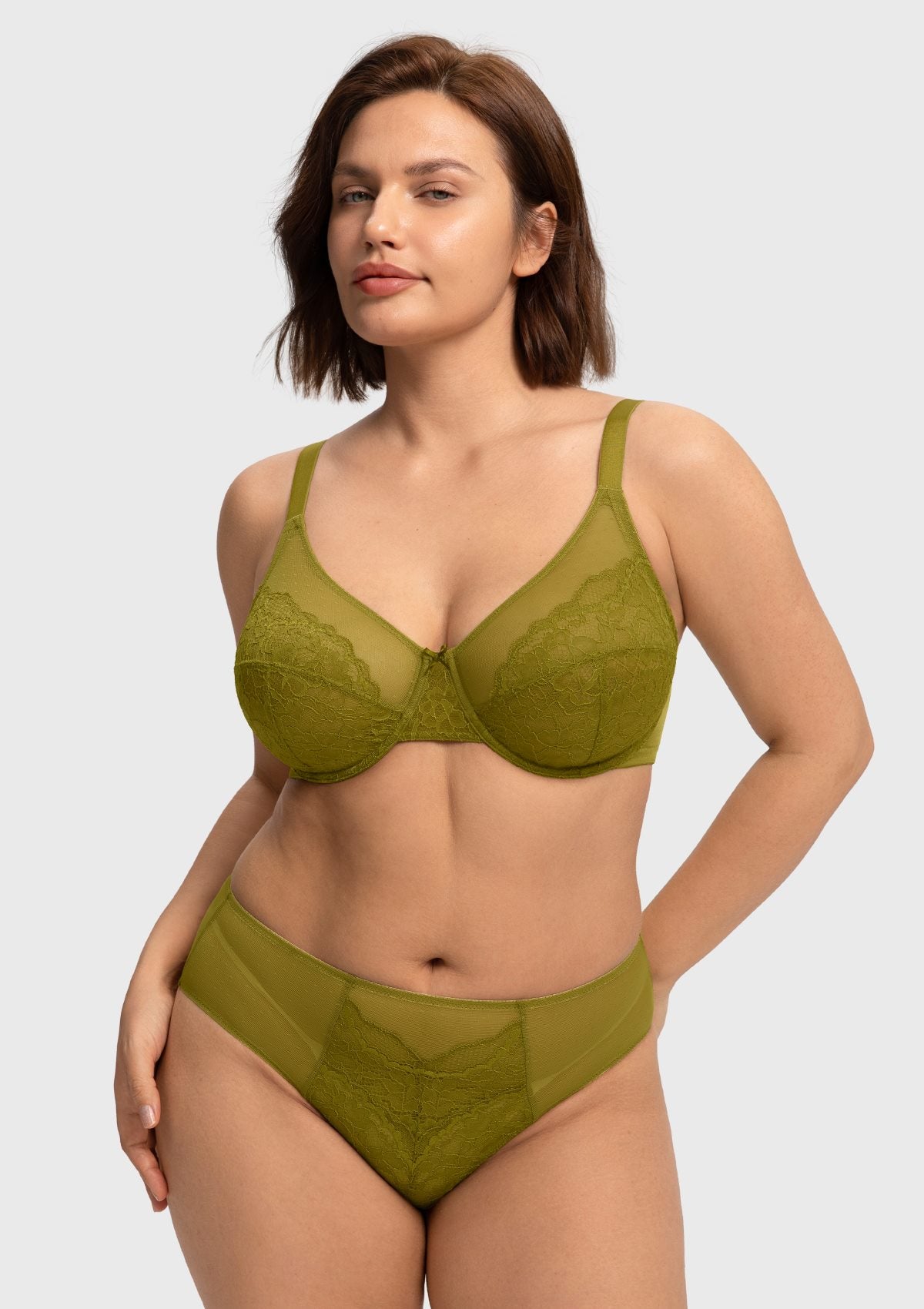 Enchante Lace Unlined Full Coverage Underwire Bra - HSIA