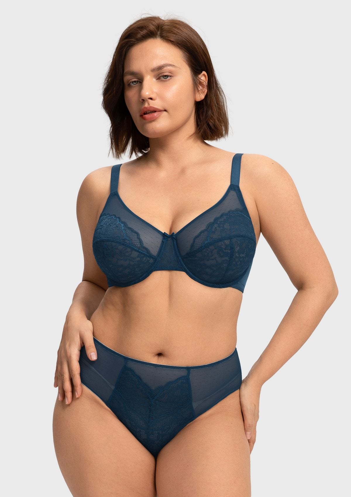 Enchante Lace Unlined Full Coverage Underwire Bra - HSIA