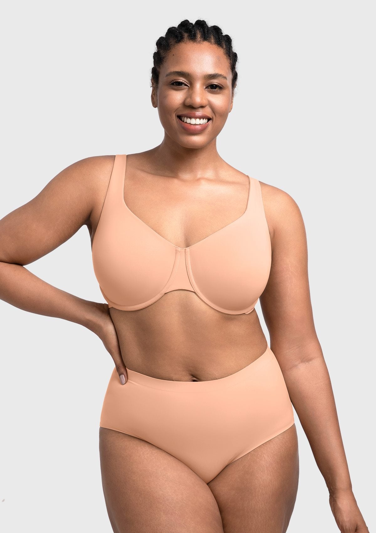 Full Coverage Plus Size T-Shirt Bra with Silky Satin Feel - HSIA