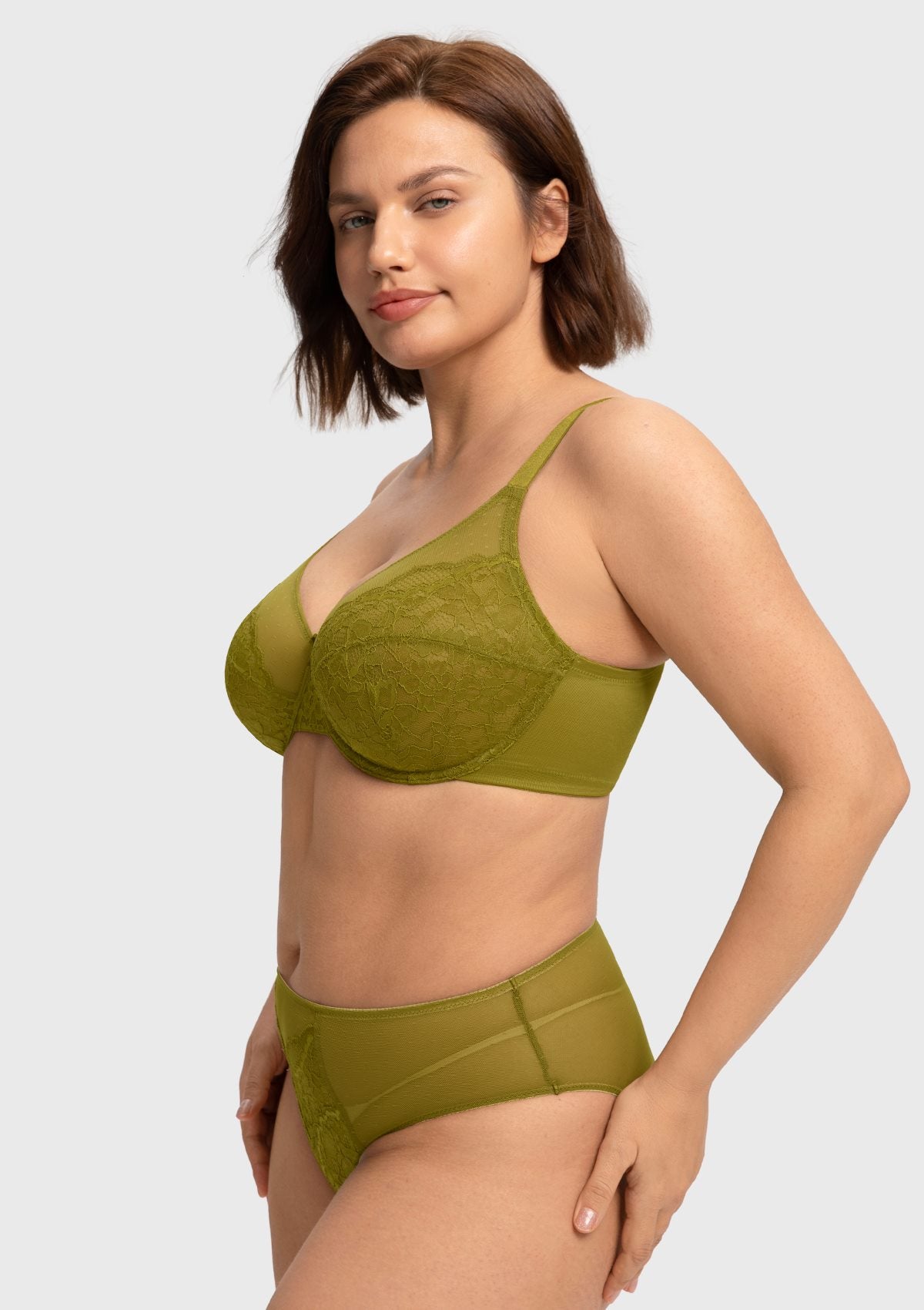 Enchante Lace Unlined Full Coverage Underwire Bra - HSIA