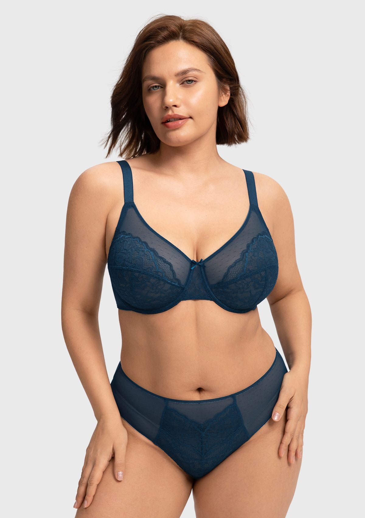 Enchante Lace Unlined Full Coverage Underwire Bra - HSIA