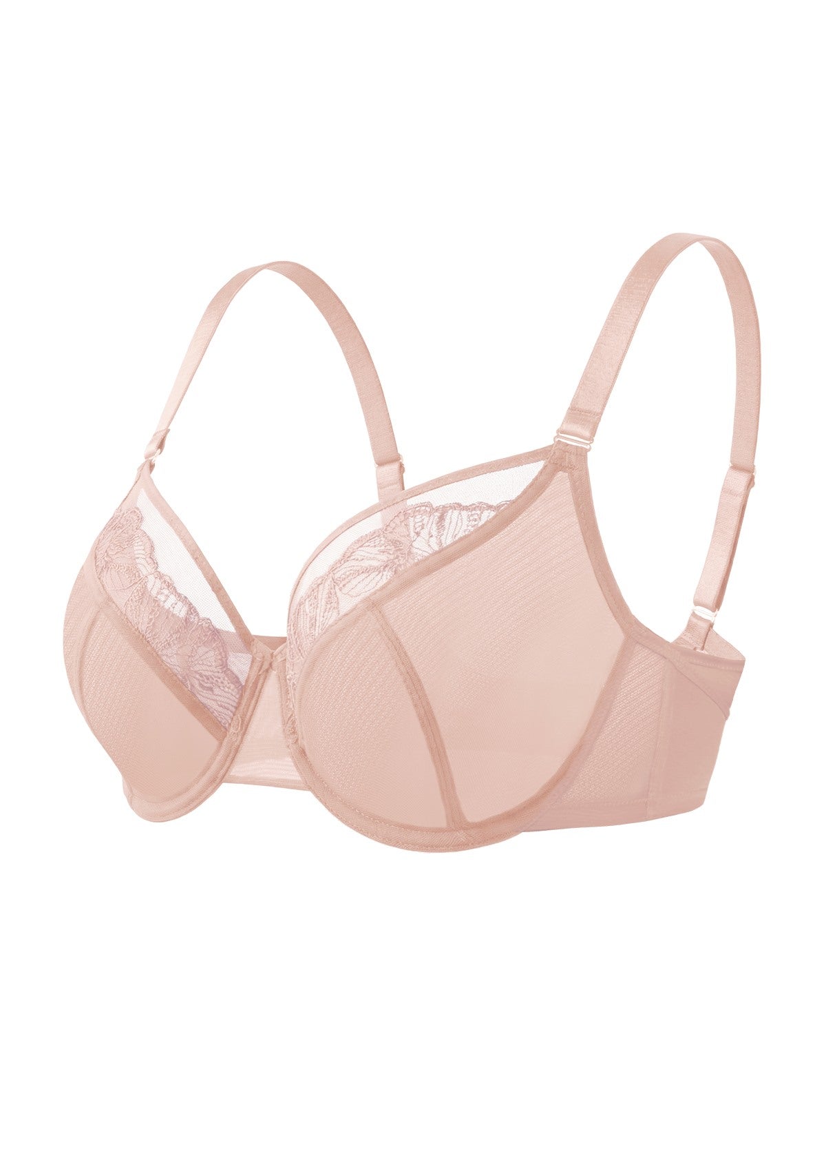 HSIA Yumi Unlined Sheer Embroidery Lace Full Coverage Bra Elegant Sculpting Support - HSIA