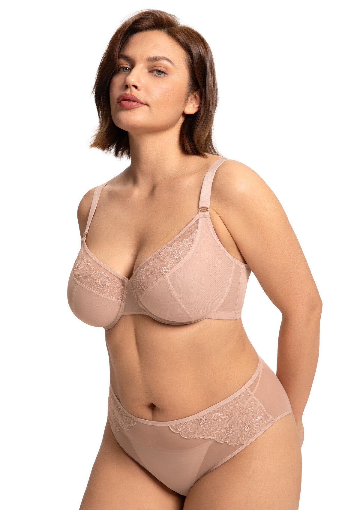 HSIA Yumi Unlined Sheer Embroidery Lace Full Coverage Bra Elegant Sculpting Support - HSIA