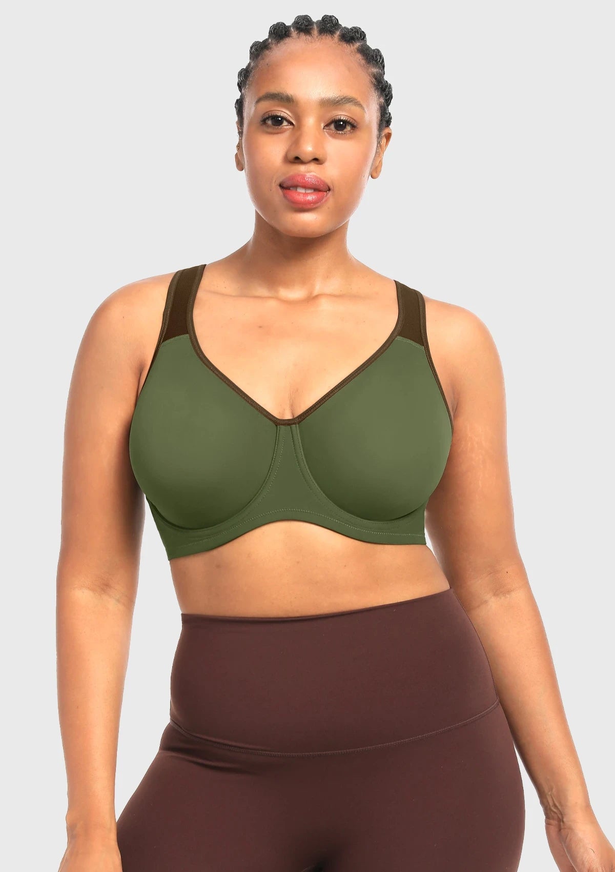 ComfyArc Unlined Outside Underwire Racerback Sports Bra - HSIA
