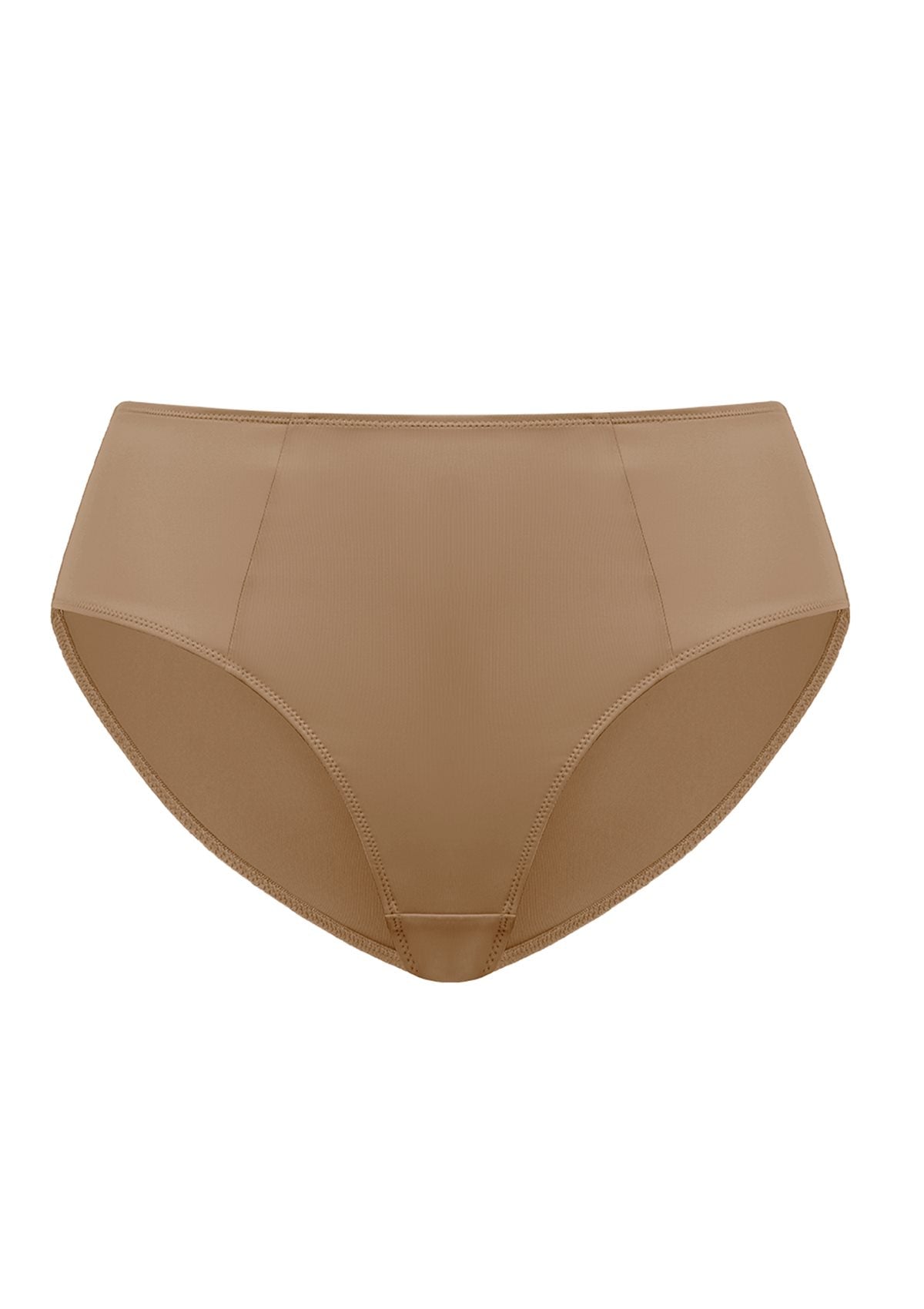 Detailed flat lay of the Coffee HSIA CoolComfort everyday seamless brief, providing a versatile neutral option with gentle second-skin stretch.