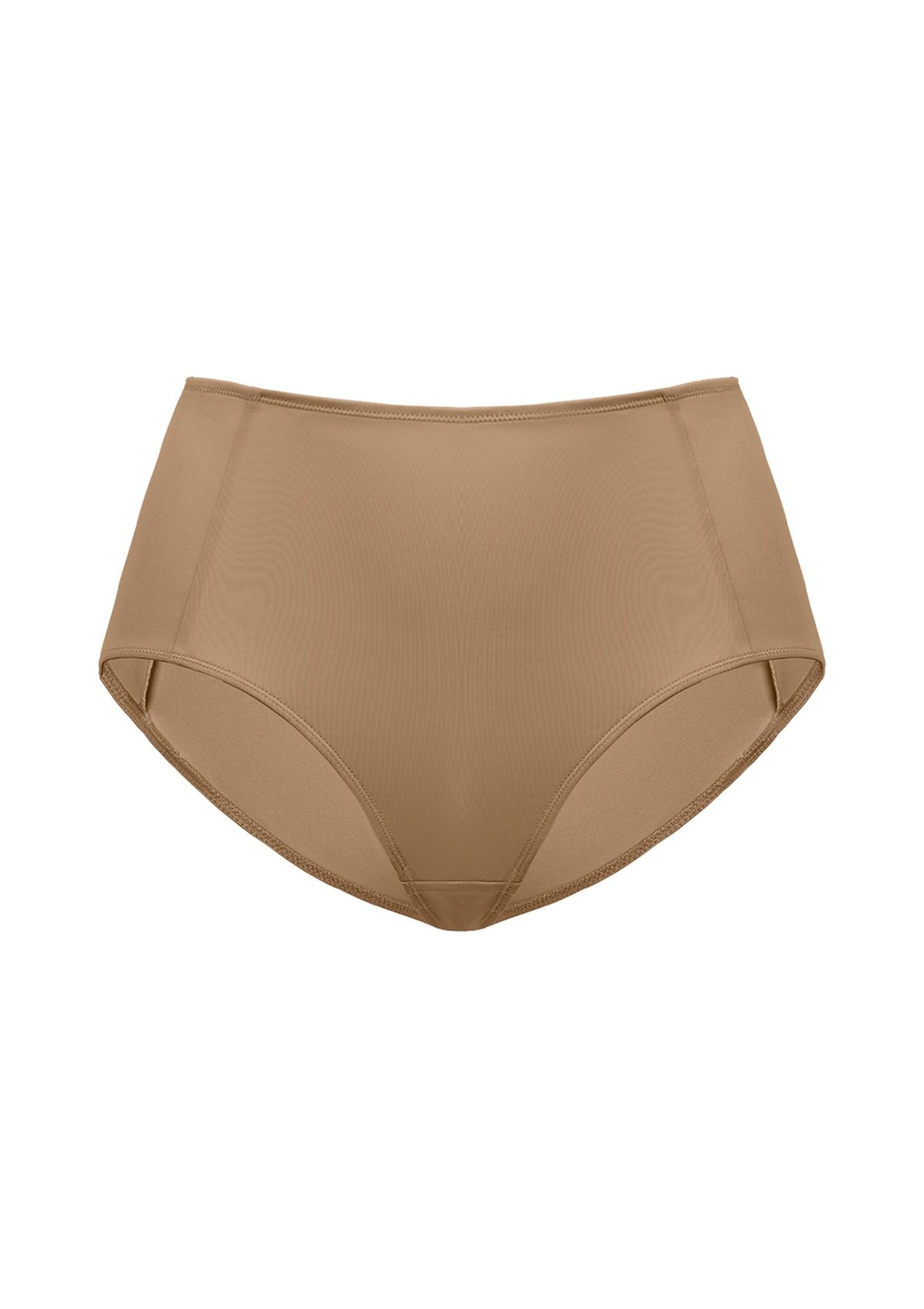 Detailed flat lay of the Coffee HSIA CoolComfort light shaping panty, providing a versatile neutral option with gentle second-skin compression.