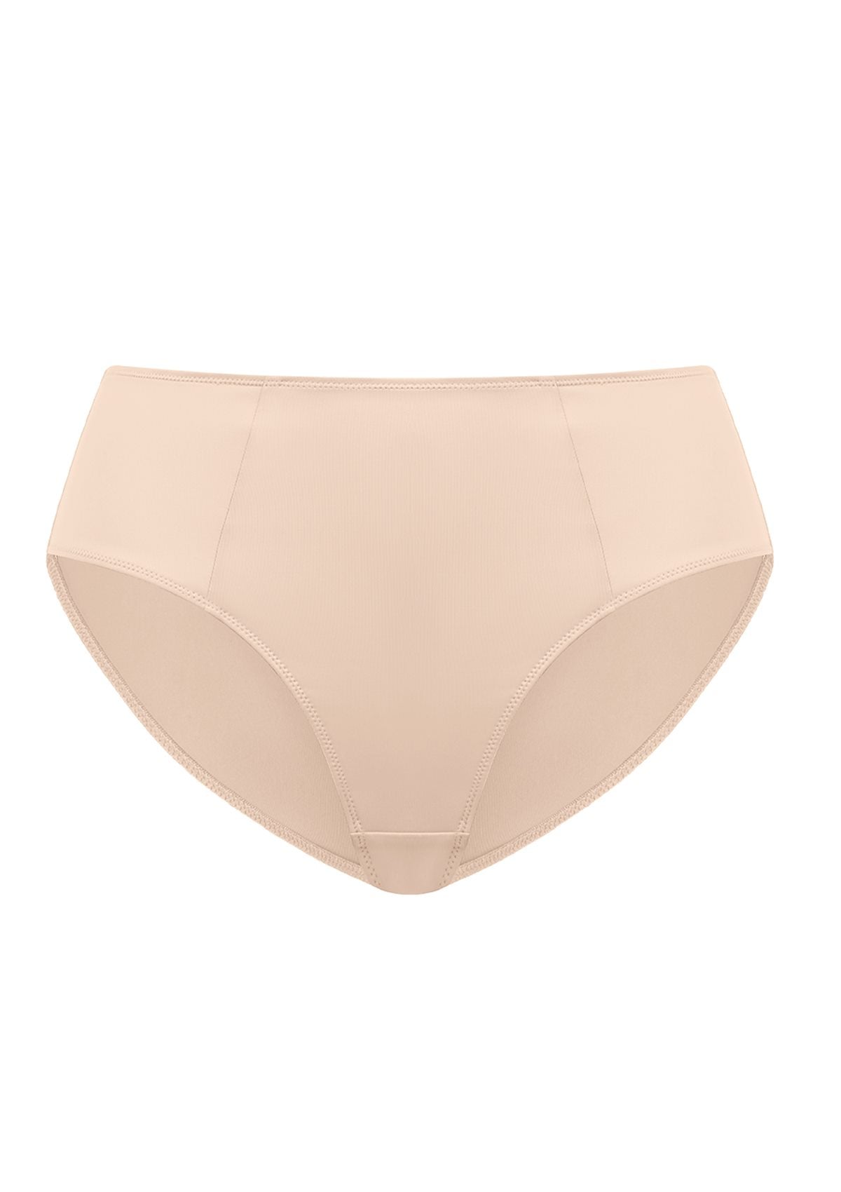 Studio flat lay of the Light Beige HSIA CoolComfort smooth mid-rise brief, an essential invisible layer crafted from premium microfiber.