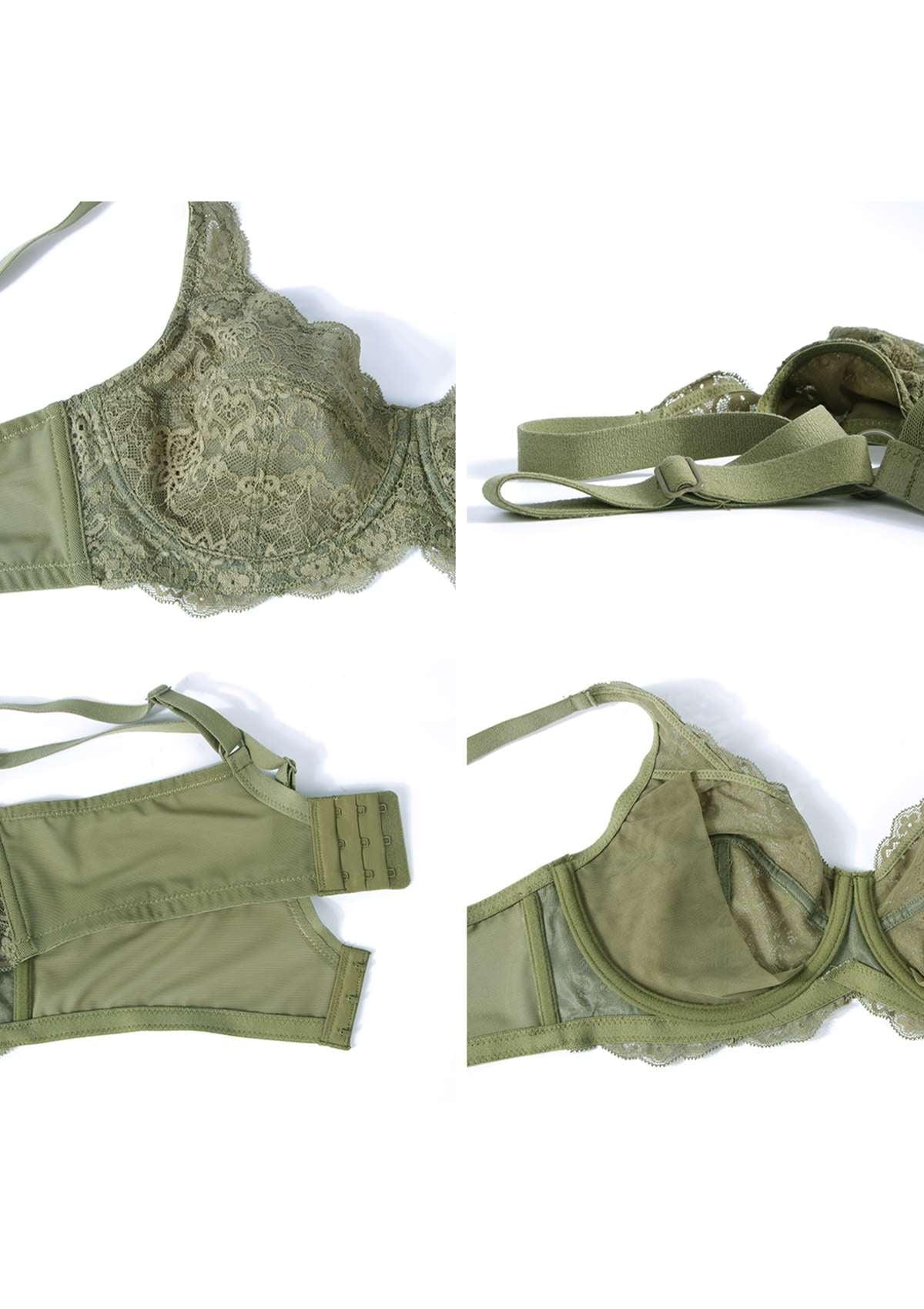 HSIA Dark Green All-Over Floral Lace Bra - HSIA