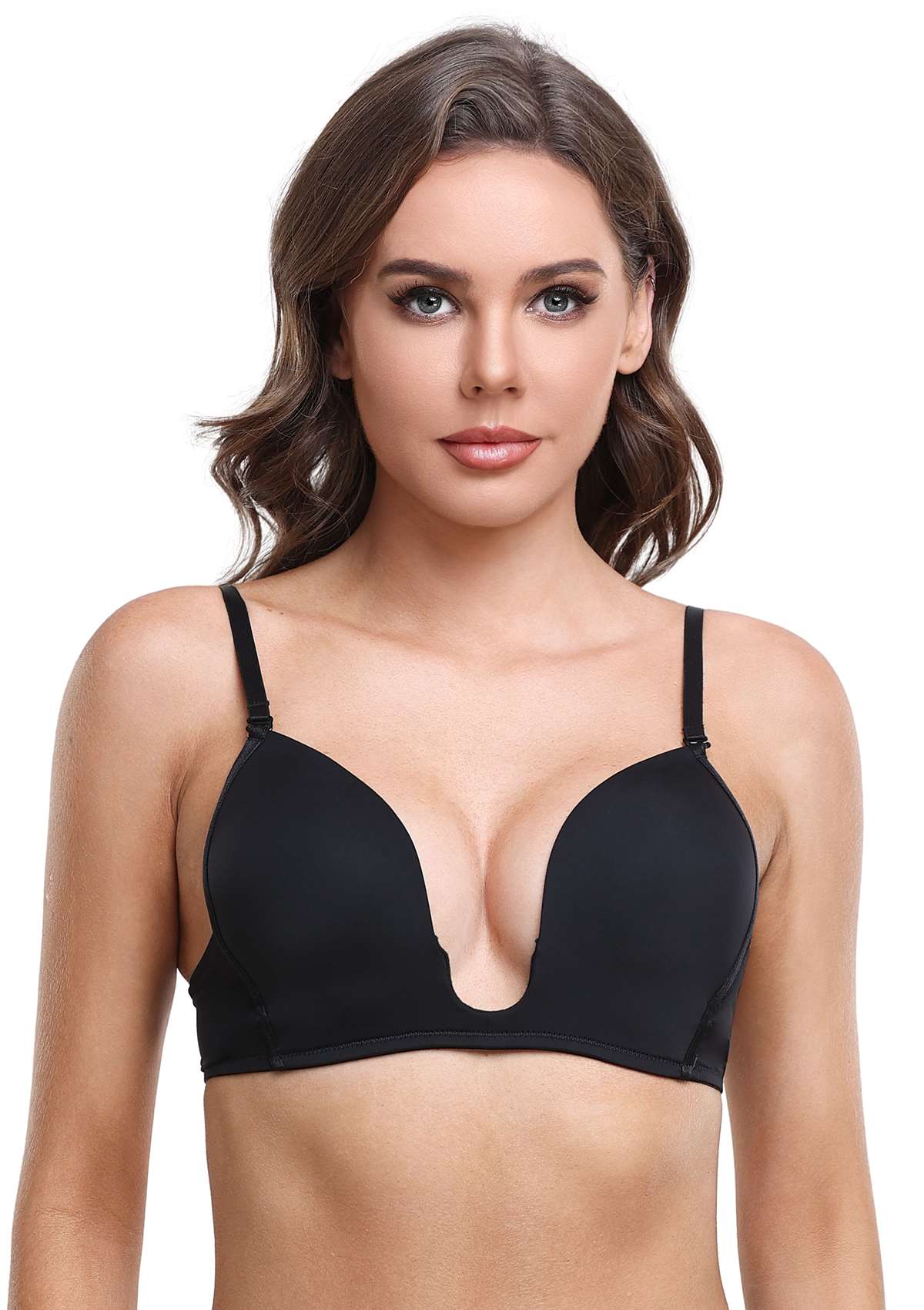 HSIA Deep U Plunge Push Up Low Back Wireless Bra - HSIA