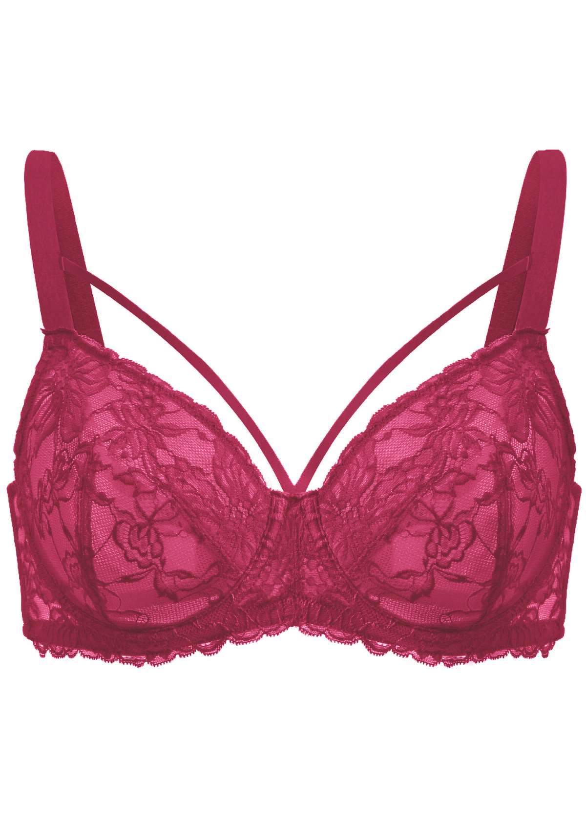 Pretty In Petals Black Unlined Strappy Lace Bra - HSIA